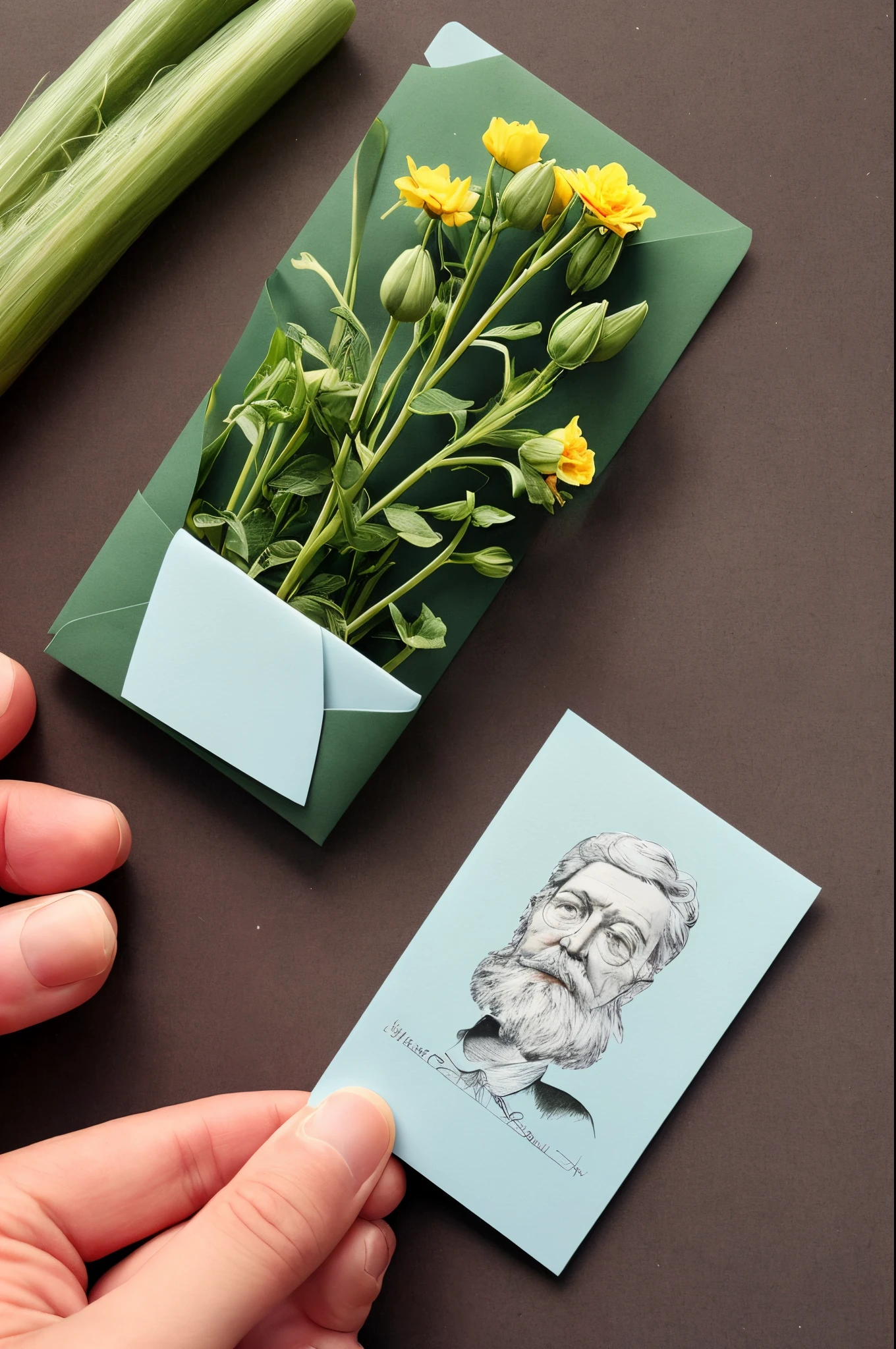 Ich denk an dich (Friedrich Rückert):

Draw two hands, die voneinander getrennt sind, aber durch einen fadenartigen Bogen verbunden sind. Dies symbolisiert die emotionale Bindung trotz der physischen Trennung.
Add flowers, that sprout from an envelope, to represent the blossoming longing
