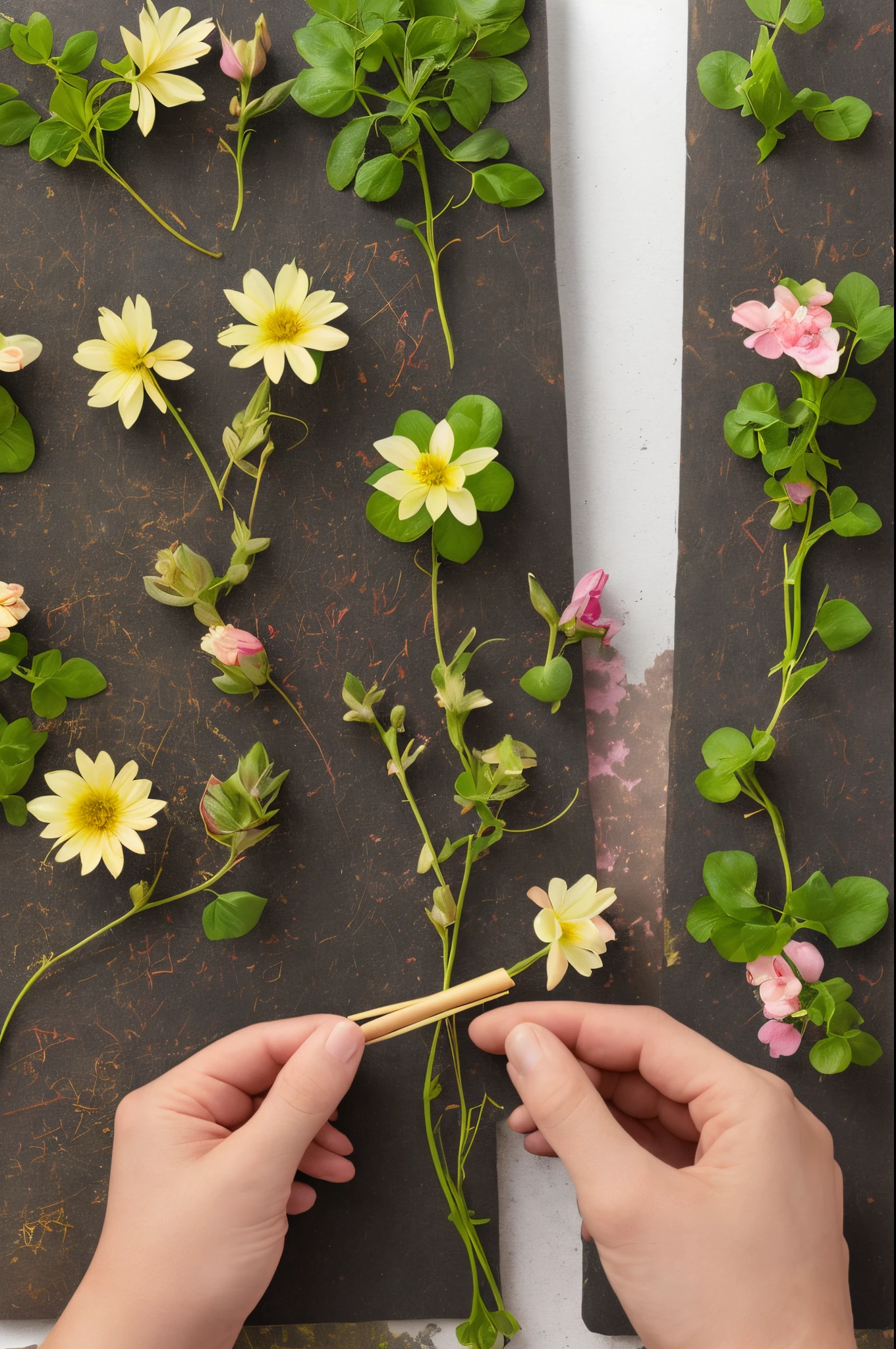 Ich denk an dich (Friedrich Rückert):
Draw two hands, die voneinander getrennt sind, aber durch einen fadenartigen Bogen verbunden sind. Dies symbolisiert die emotionale Bindung trotz der physischen Trennung.
Add flowers, that sprout from an envelope, to represent the blossoming longing