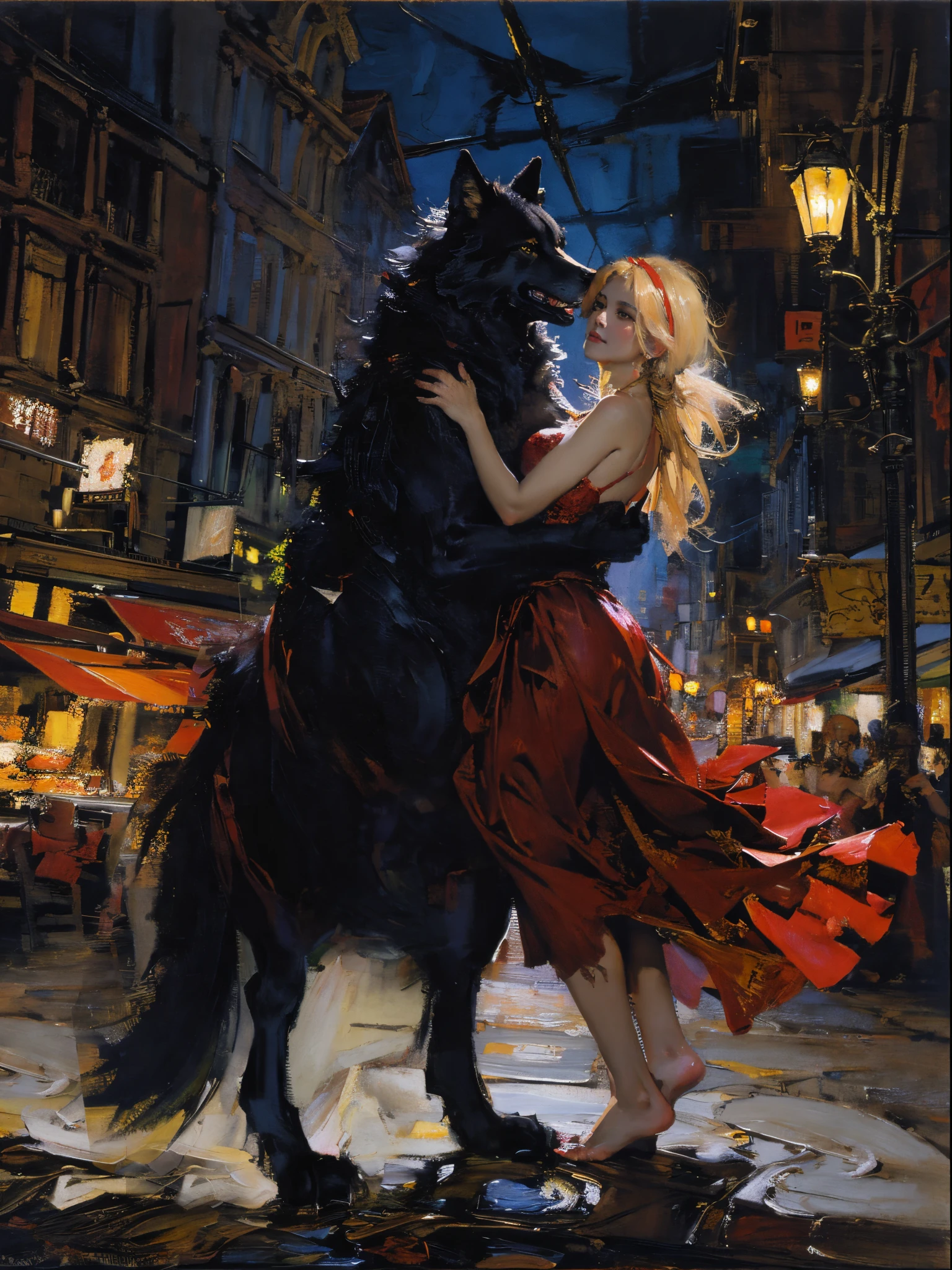 Doodle redrawn as two hind legs of a wolf,two hind legs,(post impressionist),(Fechin Oil Painting - Fechin Oil Painting , oil painted),