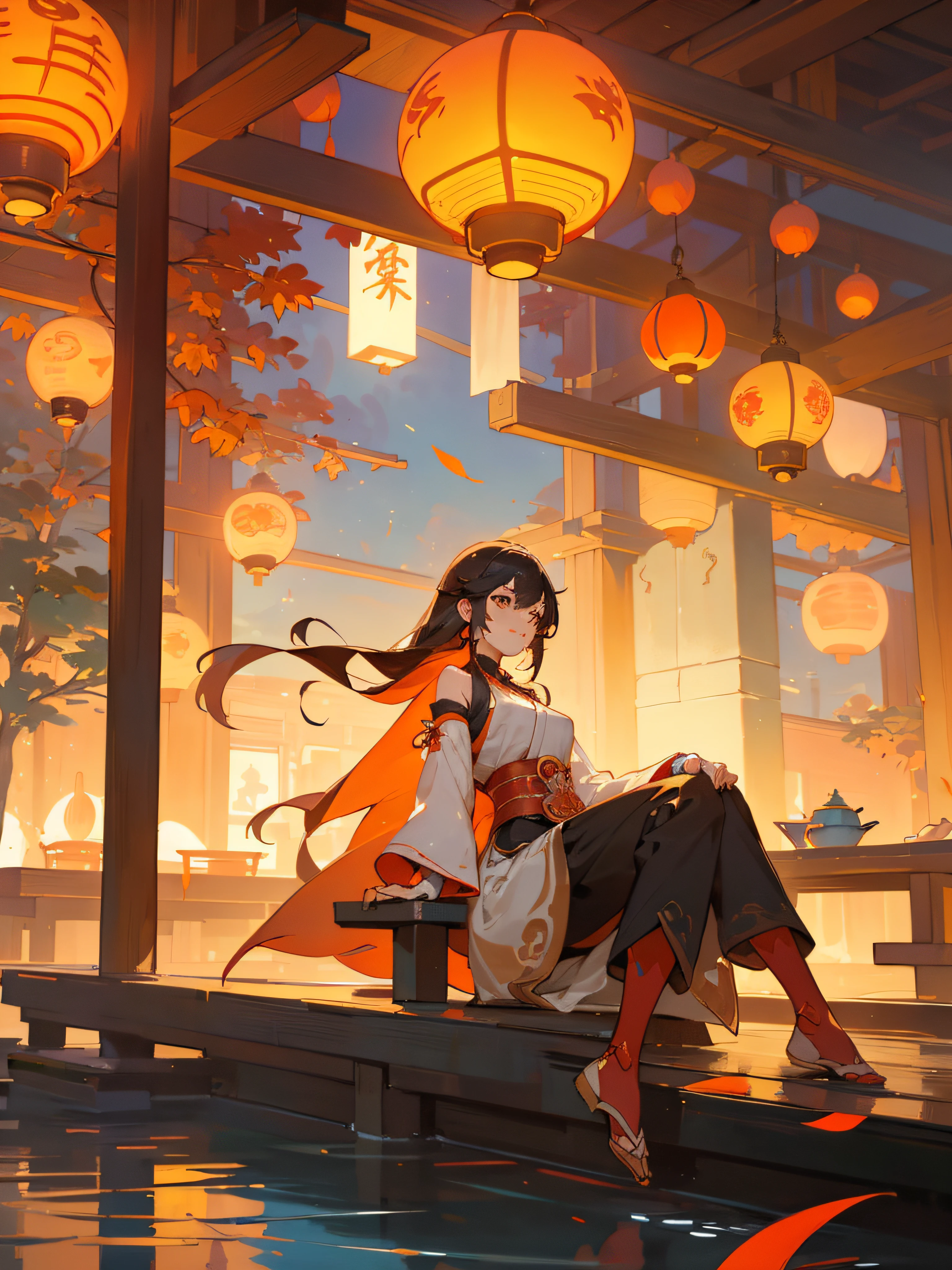 A painting of a woman sitting on a pier with a lantern, girl under lantern, author：Hero, Alphonse Mucha and Rose Drews, Anime beautiful peaceful scene, guweiz, beautiful anime art, beautiful anime artwork, ross tran. scenery background, Guweiz style artwork, beautiful anime scenes, anime fantasy illustrations, The lights give off a warm glow with lanterns floating around them, Anime beautiful peaceful scene, Japan Art Style, ross tran. scenery background, beautiful anime scenes, author：Hero, the original god, Anime art wallpaper 4k, Anime art wallpaper 4k, anime fantasy illustrations, beautiful anime artwork, Anime art wallpaper 8 K, anime backgrounds, Anime fantasy artwork guweiz style artwork, palace ， A girl in Hanfu, guweiz, Alphonse Mucha and Rose Drews, author：Hero, Belle peinture de personnage, Popular topics on cgstation, Guys, guweiz on pixiv artstation, Anime girl sitting on a ledge in front of a large lantern, girl under lantern, guweiz, Hanayama Minamata, Guviz-style artwork, 🌺 Computer Graphics Society, A masterpiece by Guvitz, anime lighting, Shen Haicheng, rossdraws global illumination, Artgerm and Atey Ghailan, by Shitao, Photo of night lanterns from video game in Chinese temple, Dream China Town, Lanterns at night, floating chinese lampoons, Rosla global lighting, ross tran. scenery background, lanterns, Chinese Dreamland, 🌺 cg society, inspired by Andreas Rocha, [ CGsociety trends ]!!, author：heroes, Inspired by Liam Wong, author：Shitao Mid-Autumn Festival，Moon cake， Auspicious clouds, Red lanterns, Exquisite ancient Chinese architecture, , Ribbon vector line drawing, Yellow、Red and dark blue tones, abstract pictures, ultra-realistic realism, Clear background trends, Clear contour light, rim-light, Fantastical, Dappled light, flatillustration,Disney  style, 8K, --with 9:16 --q 2 --two two 5