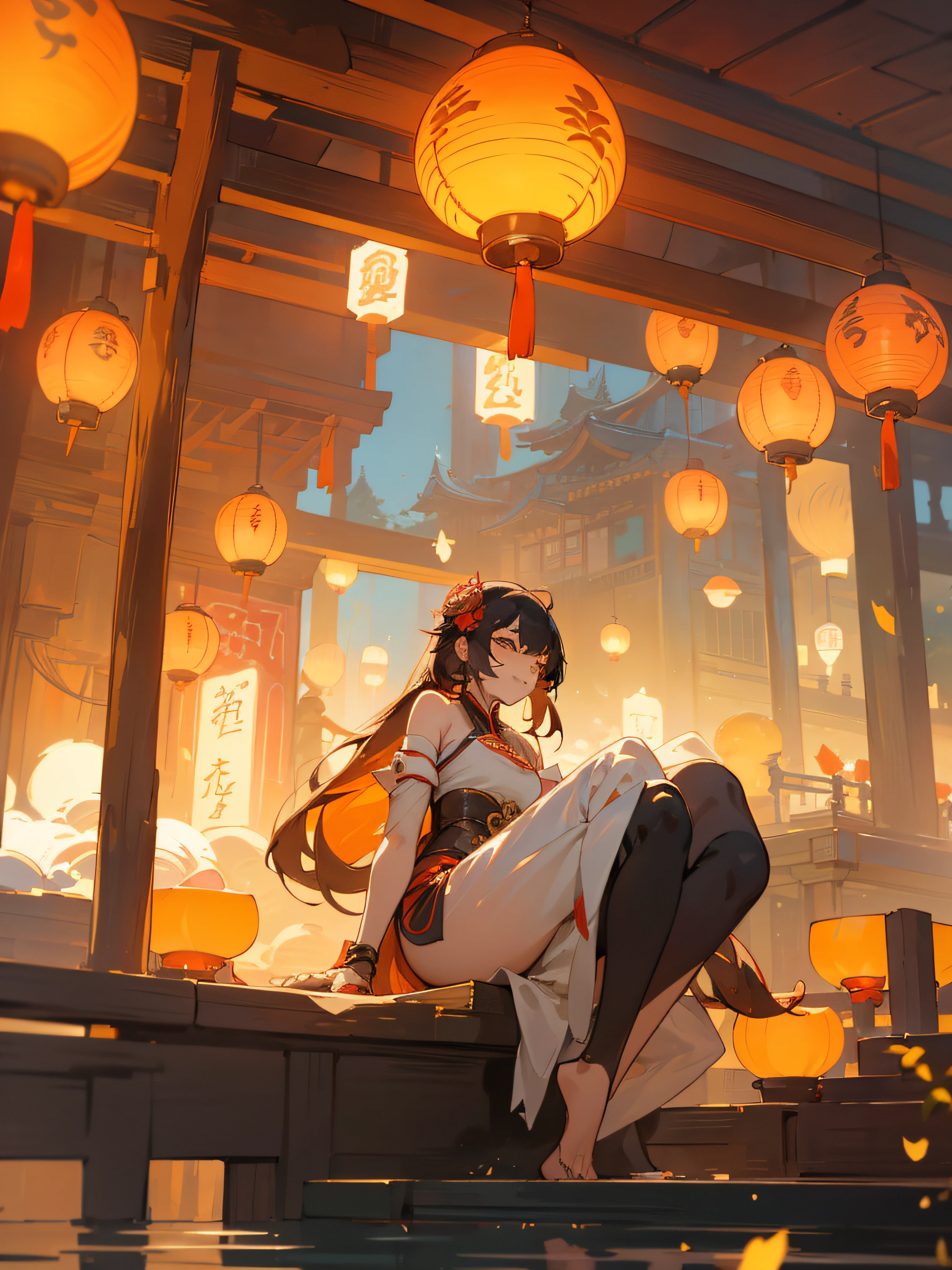 A painting of a woman sitting on a pier with a lantern, girl under lantern, author：Hero, Alphonse Mucha and Rose Drews, Anime beautiful peaceful scene, guweiz, beautiful anime art, beautiful anime artwork, ross tran. scenery background, Guweiz style artwork, beautiful anime scenes, anime fantasy illustrations, The lights give off a warm glow with lanterns floating around them, Anime beautiful peaceful scene, Japan Art Style, ross tran. scenery background, beautiful anime scenes, author：Hero, the original god, Anime art wallpaper 4k, Anime art wallpaper 4k, anime fantasy illustrations, beautiful anime artwork, Anime art wallpaper 8 K, anime backgrounds, Anime fantasy artwork guweiz style artwork, palace ， A girl in Hanfu, guweiz, Alphonse Mucha and Rose Drews, author：Hero, Belle peinture de personnage, Popular topics on cgstation, Guys, guweiz on pixiv artstation, Anime girl sitting on a ledge in front of a large lantern, girl under lantern, guweiz, Hanayama Minamata, Guviz-style artwork, 🌺 Computer Graphics Society, A masterpiece by Guvitz, anime lighting, Shen Haicheng, rossdraws global illumination, Artgerm and Atey Ghailan, by Shitao, Photo of night lanterns from video game in Chinese temple, Dream China Town, Lanterns at night, floating chinese lampoons, Rosla global lighting, ross tran. scenery background, lanterns, Chinese Dreamland, 🌺 cg society, inspired by Andreas Rocha, [ CGsociety trends ]!!, author：heroes, Inspired by Liam Wong, author：Shitao Mid-Autumn Festival，Moon cake， Auspicious clouds, Red lanterns, Exquisite ancient Chinese architecture, , Ribbon vector line drawing, Yellow、Red and dark blue tones, abstract pictures, ultra-realistic realism, Clear background trends, Clear contour light, rim-light, Fantastical, Dappled light, flatillustration,Disney  style, 8K, --with 9:16 --q 2 --two two 5