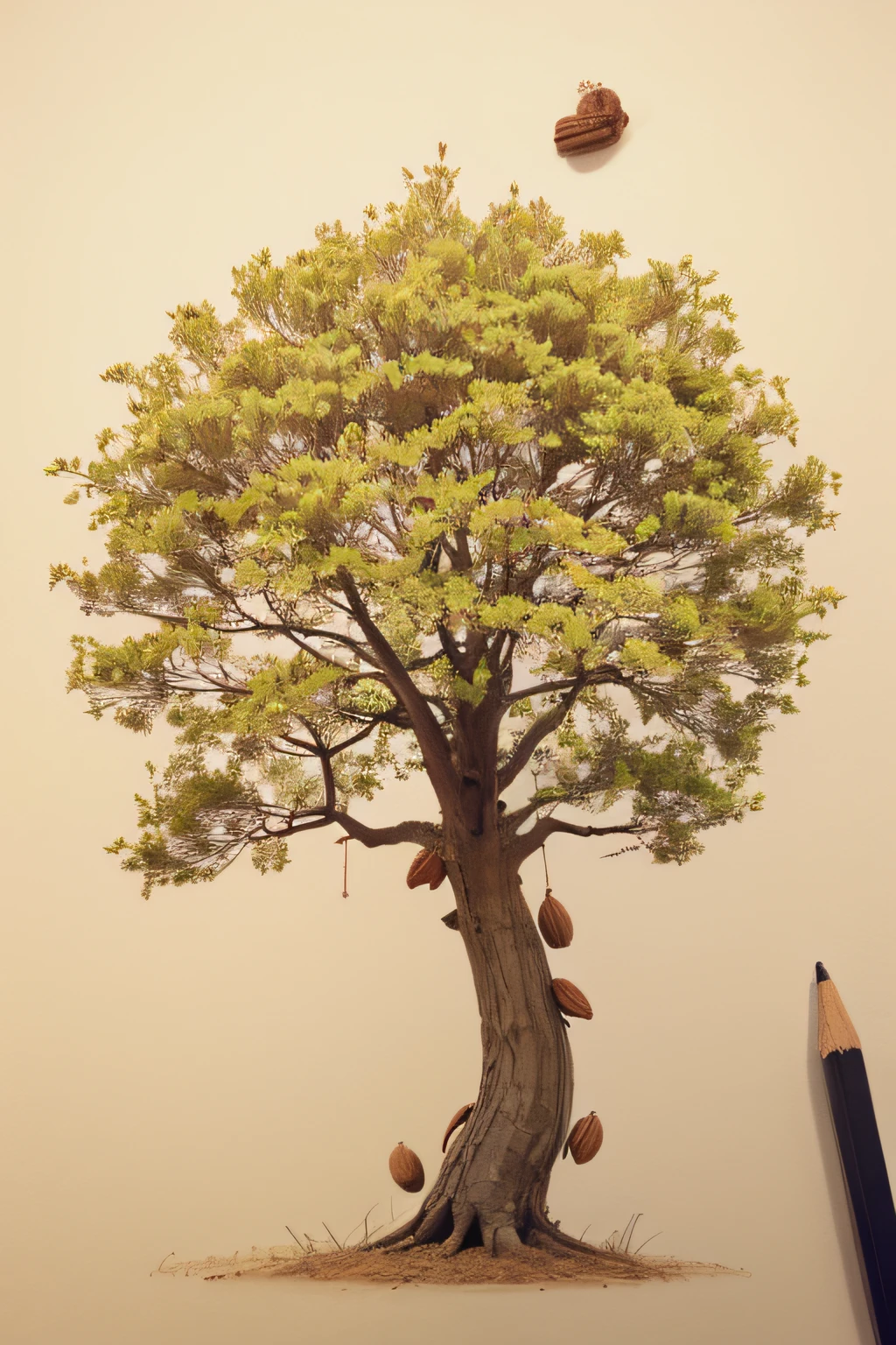 Draw a tree with nuts on it