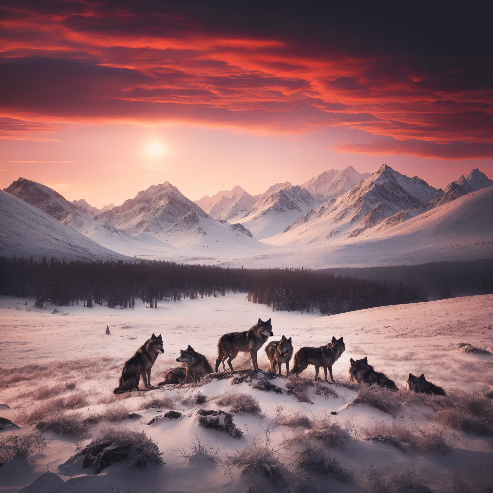 Ara of the pack of wolves in the snowy field々new image, best on adobe stock, marc adamus, Photographer Art Wolf, max rive, wolves, north pole, wildlife. Atmospheric, Alaska, 5 0 0 px trend, trending on 500px, by Alexander Kucharsky, by Christopher Balaskas, Unsplash Contest Winning Photos