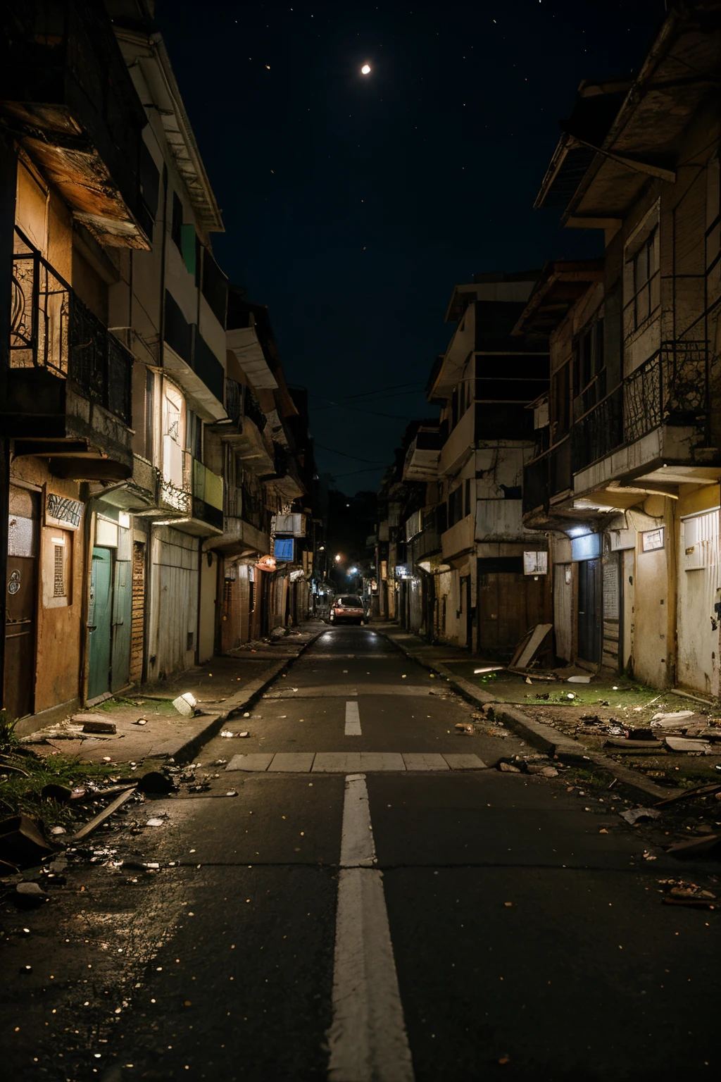 Abandoned brazilian street at night