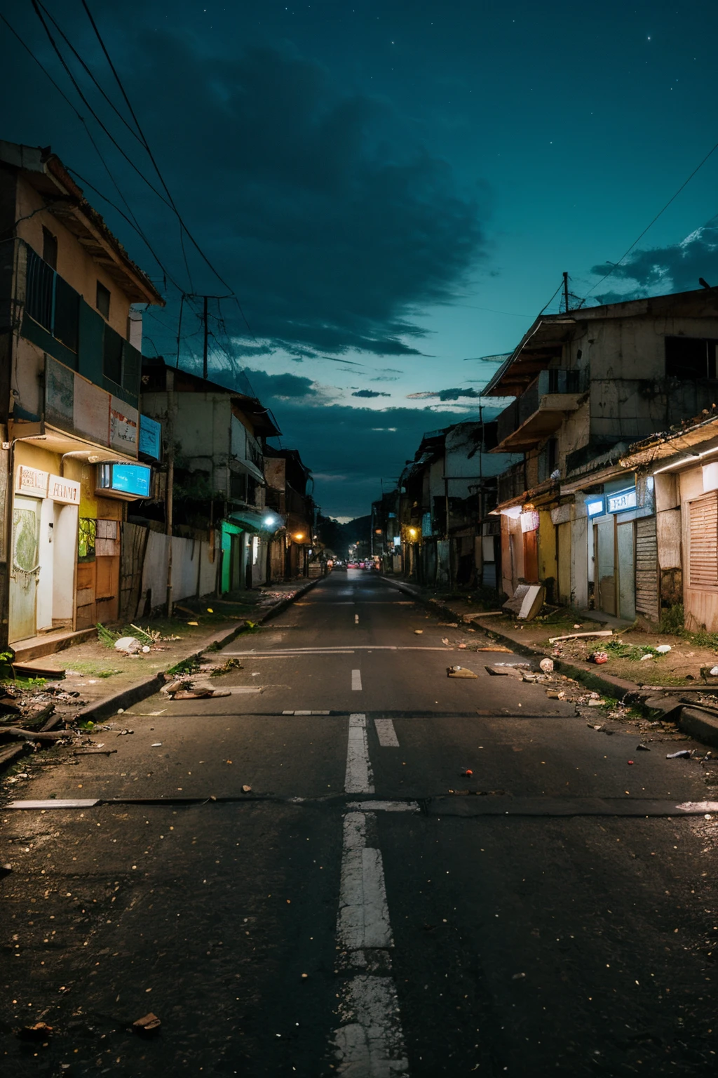 Abandoned brazilian street at night