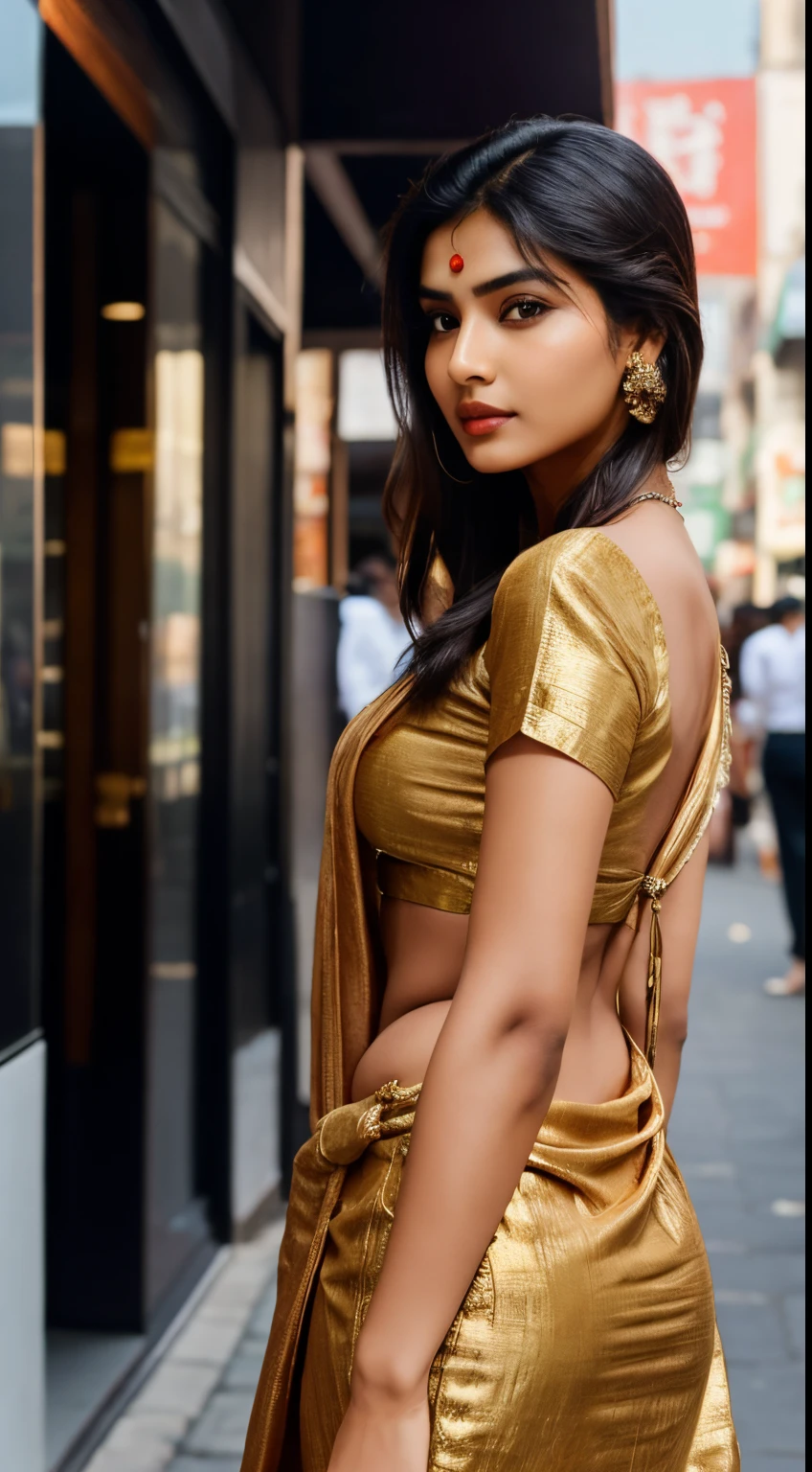 Indian woman is a beautiful woman, elegant and charming, Attracted everyone&#39;s concern.  wearing beautiful clothes, She seemed to step out of the picture, intoxicate.  On the bustling streets, She is a fascinating and dazzling scenery.  In her eyes, Just fleeting，KON&#39;Hide her stunning looks.