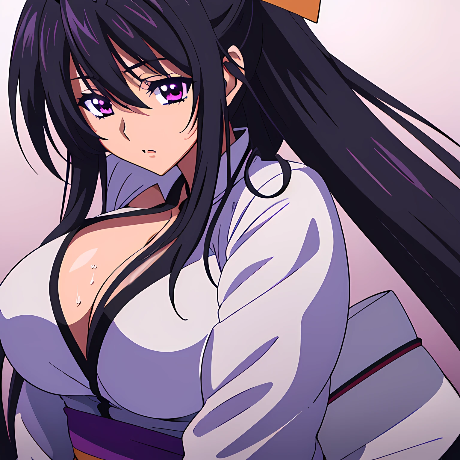 akeno himejima, (beautiful eyes finely detailed, purple eye color, detailed face, black hair, long hair), wearing yae miko outfit, big breast, (full body:0.8), masterpiece, high-resolution, masterpiece, top-quality, detailed, best anime illustration.