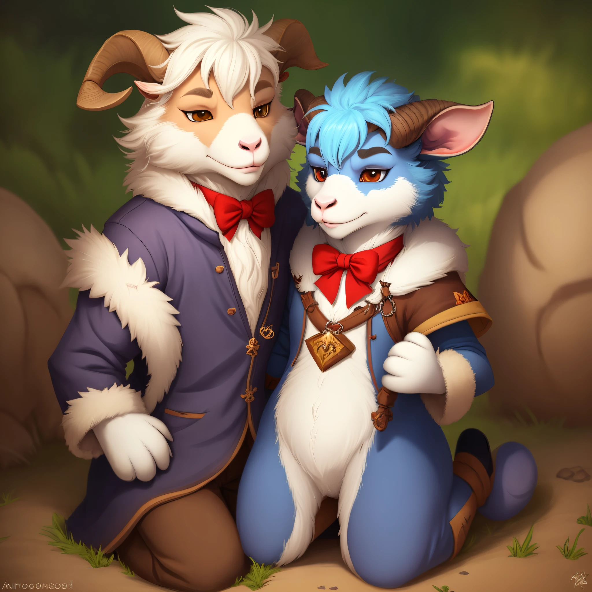 Anthropomorphic Russian goat furry art style