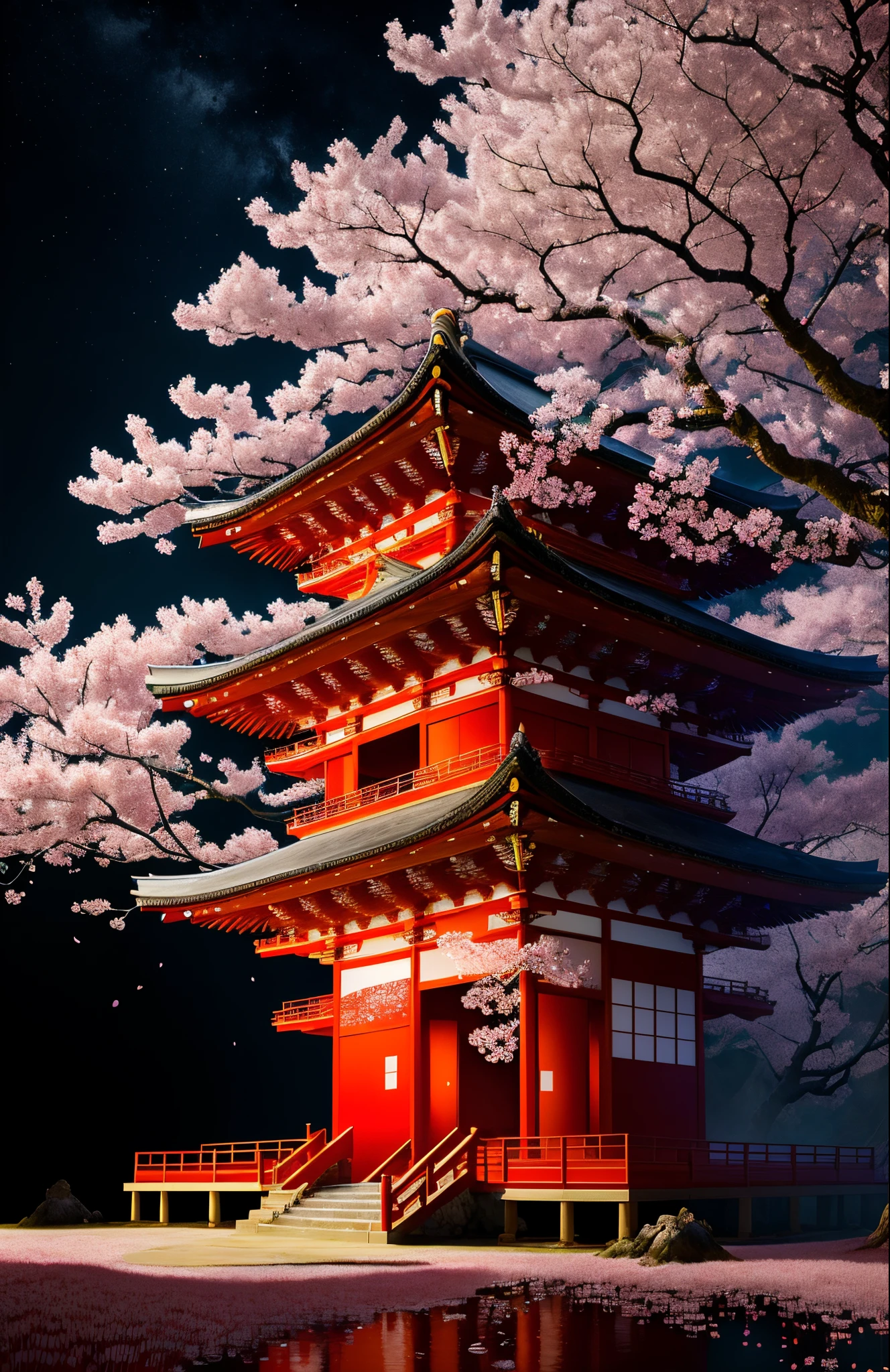 "An otherworldly and photorealistic Japanese Cherry Blossom Temple featuring the surreal and highly detailed art style of Mario Nevado, rendered in breathtaking 8k and boasting intricate 3D shading, hyperdetailed and vibrant hues, and dynamic primary colors for a truly immersive experience."