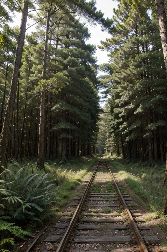 Towering trees, forest trails, phytoncidia, ferns, abandoned railway tracks, miscanthus