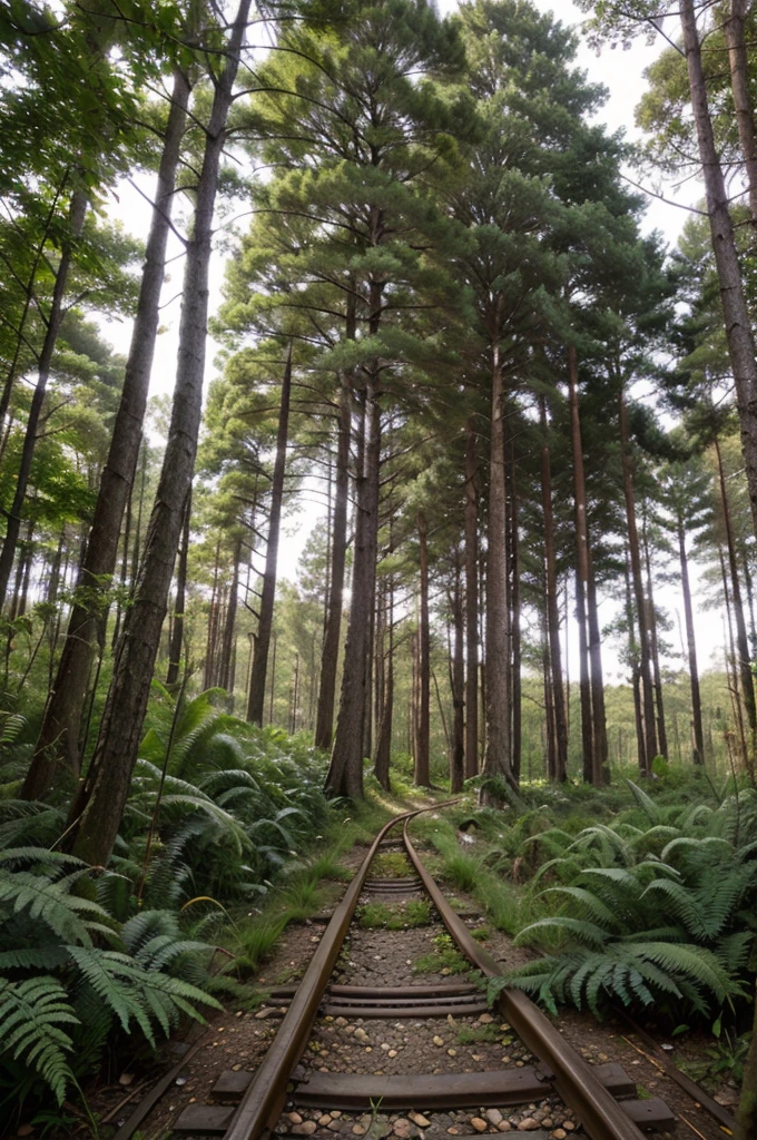 Towering trees, forest trails, phytoncidia, ferns, abandoned railway tracks, miscanthus