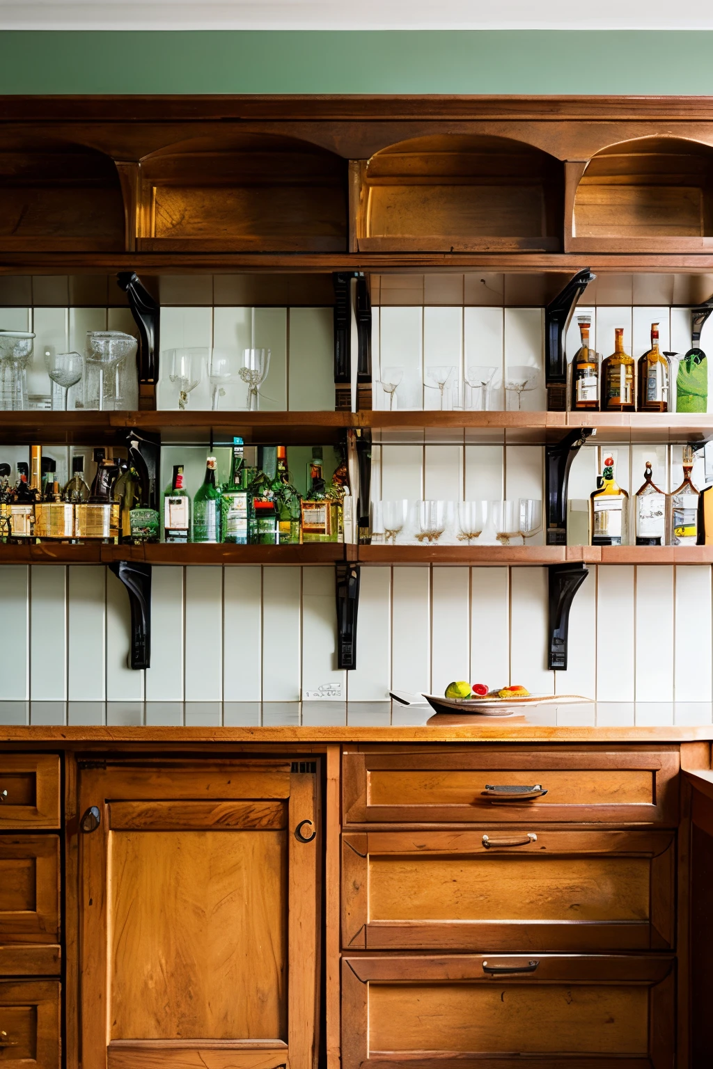 classic bar counter shelves