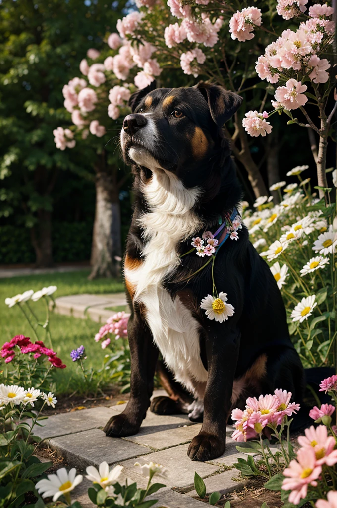 High Quality Art Master Dog in the Flowers