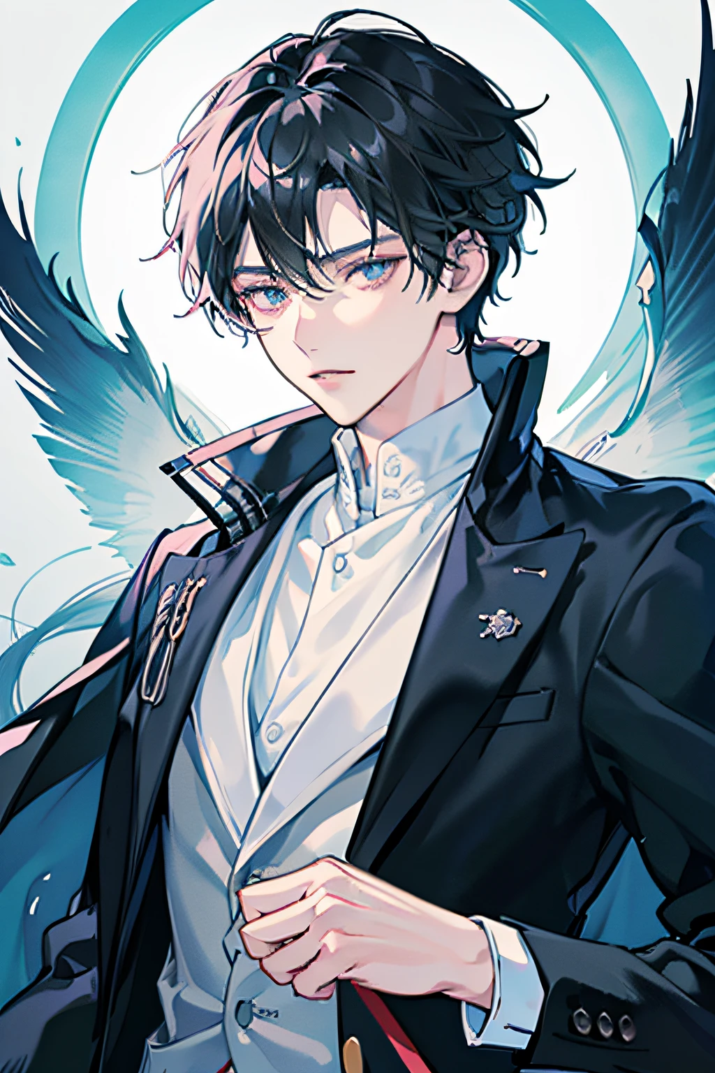 Close-up of a man wearing a black and white jacket, Soft anime illustration, Inspired by Okumura Togyu, Detailed anime soft face, Guweiz style artwork, cute anime face, inspired by Yanjun Cheng, Handsome guy in the art of slaying demons, High-quality fanart, Anime boys, 4k manga wallpapers, handsome anime pose, animeaesthetic