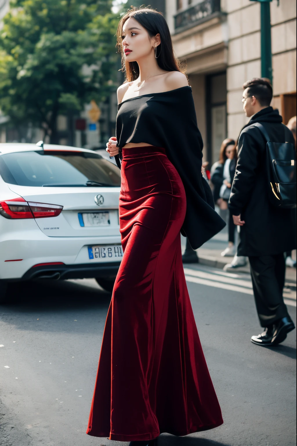 Velvet maxi skirt,This show is a high fashion show,Cultivation