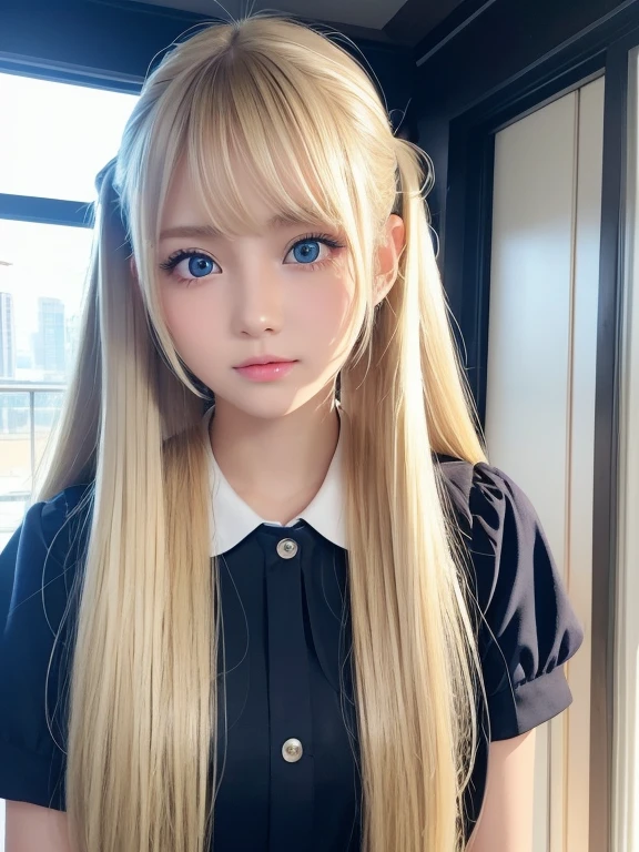 Extraordinary sexy beauty、Beautiful gentle and bright look、Sexy refreshing look、Perfect beautiful cute face、long bangs between the eyes,、Super long bright blonde straight hair、twintails, beautiful countenance、Very cute beautiful sexy young woman、Very perfect beautiful cute face、Glowing big bright light blue eyes、15yo s Western Woman、Beautiful white shiny skin