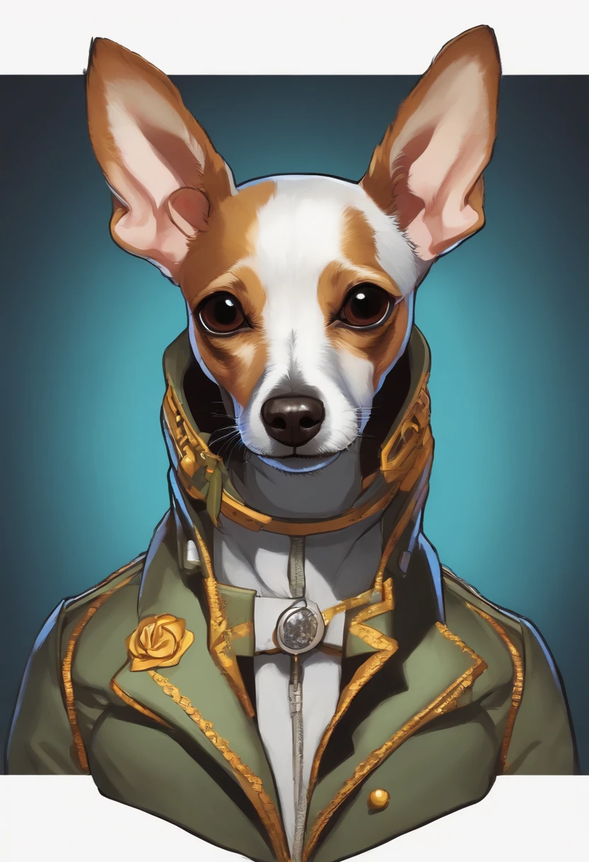 Turn a rat terrier into an anime character, humanoid style, Wearing a hacker suit