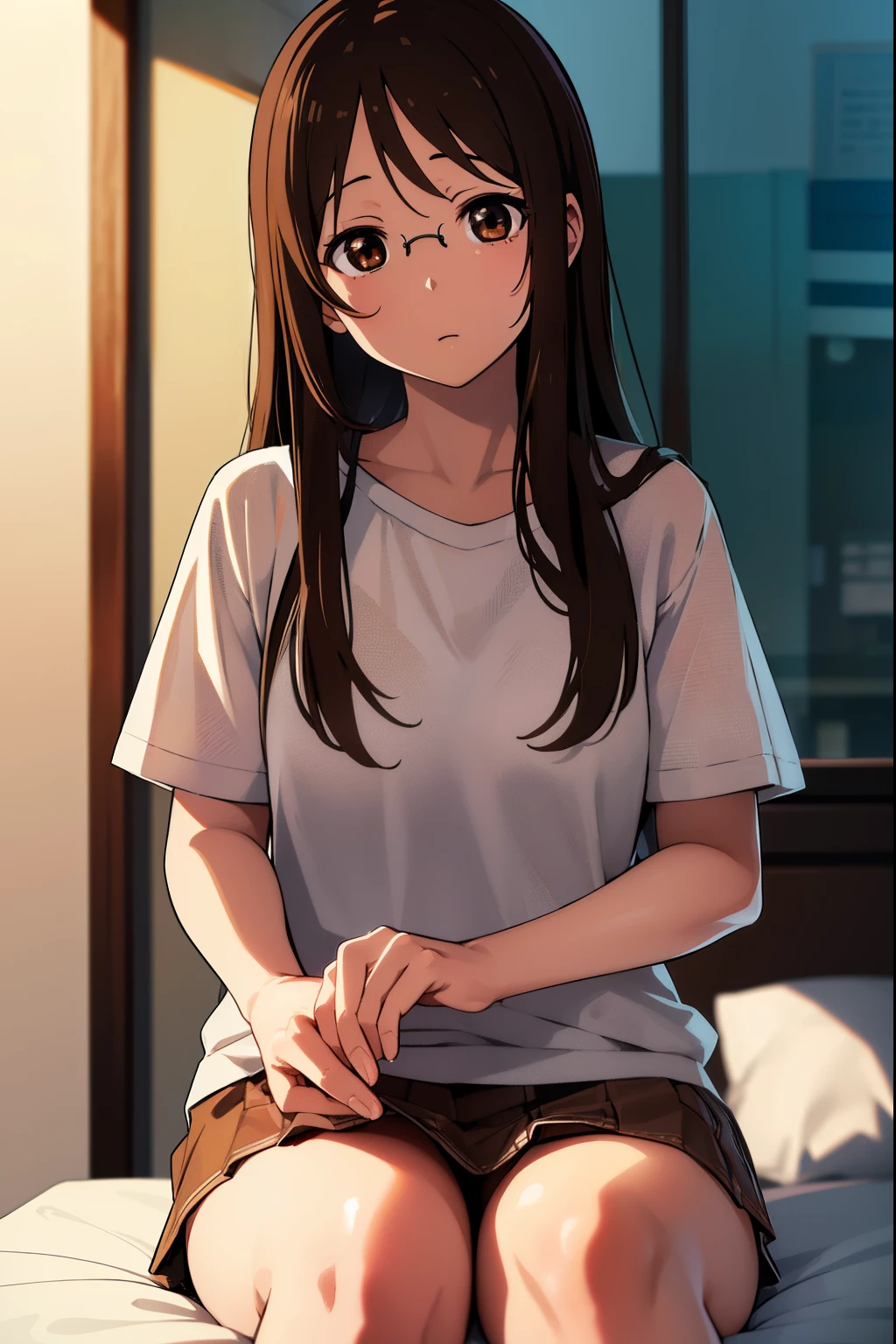 Sawako Yamanaka, Sawako Yamanaka, (Brown eyes:1.5), Brown hair, Glasses, Long hair,
Blake Bikini,
BREAK looking at viewer,
Break indoors, Pool,
BREAK (masutepiece:1.2), Best Quality, High resolution, Unity 8k壁纸, (Illustration:0.8), (Beautiful detailed eyes:1.6), extra detailed face, Perfect Lighting, extremely details CG, (Perfect hands, Perfect Anatomy),