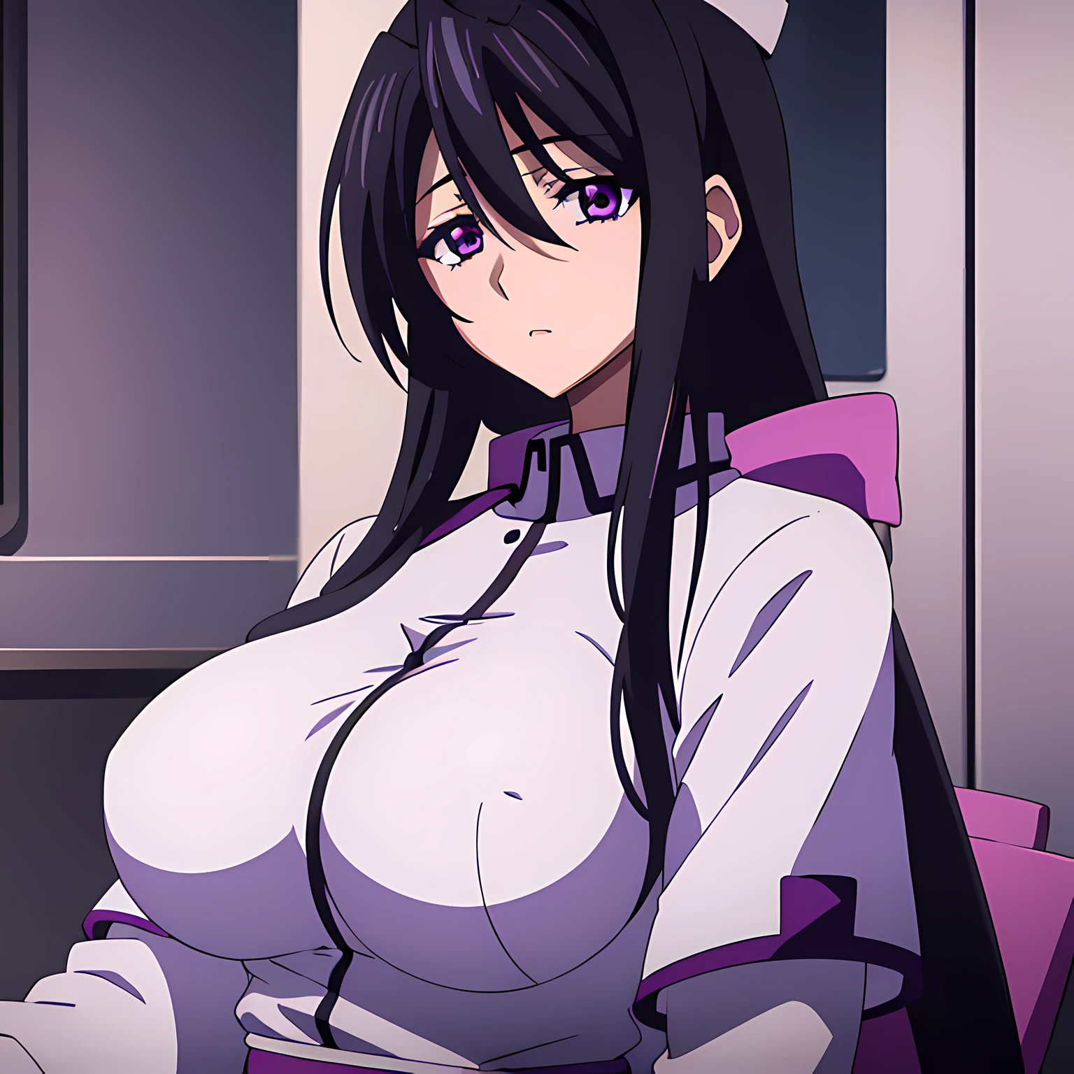 1 girl, (beautiful eyes finely detailed, purple eye color, black hair, long hair), wearing nurse uniform, (full body:0.8), the backgroud is hospital room, masterpiece, high-resolution, masterpiece, top-quality, detailed, best anime illustration.