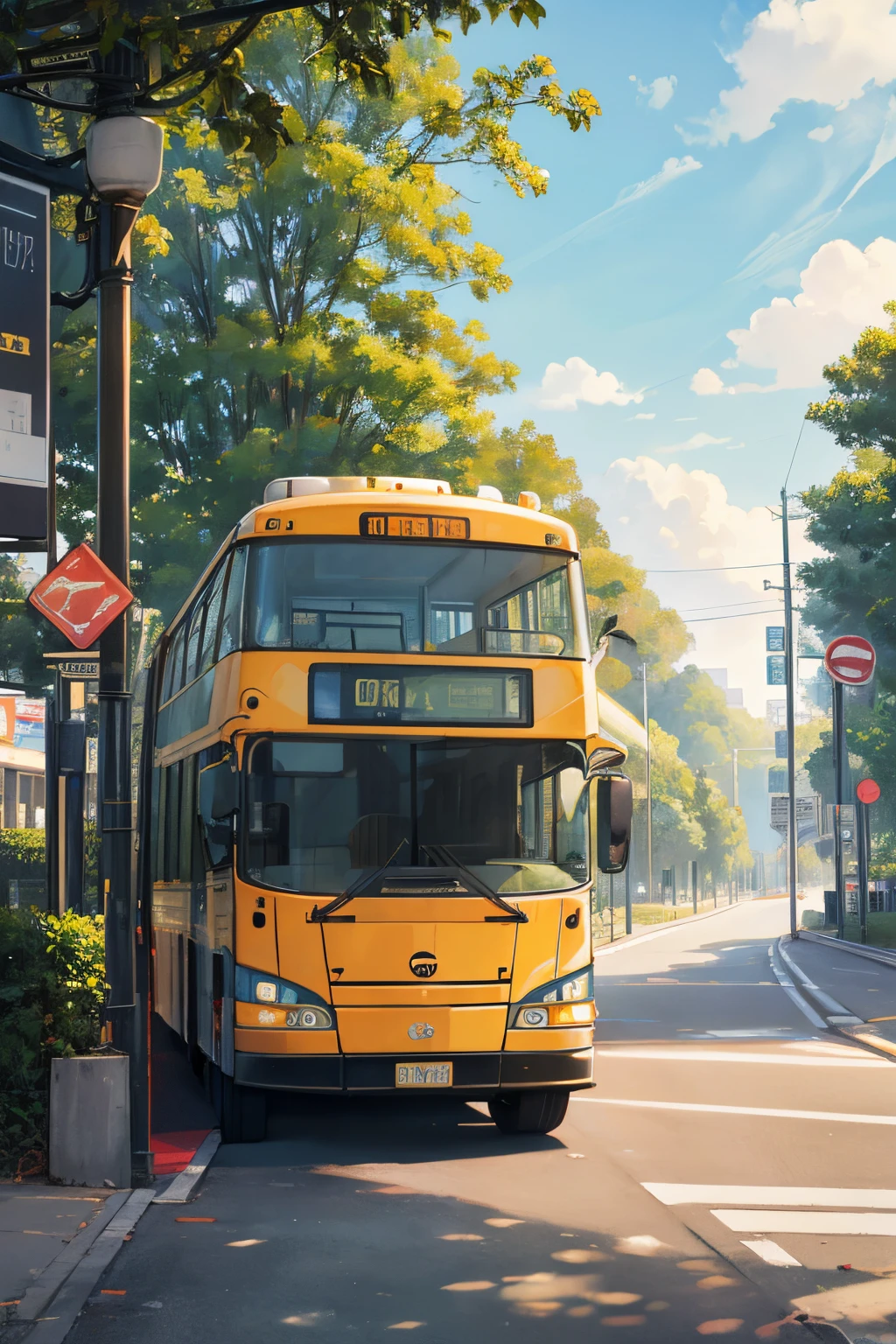 a poster that say "PHYSO FIELDTRIP", beautiful art, Bus at the front gate of powerplant plantation, crowd coming out from the bus in que, normal bus, normal crowd, side view from the buss