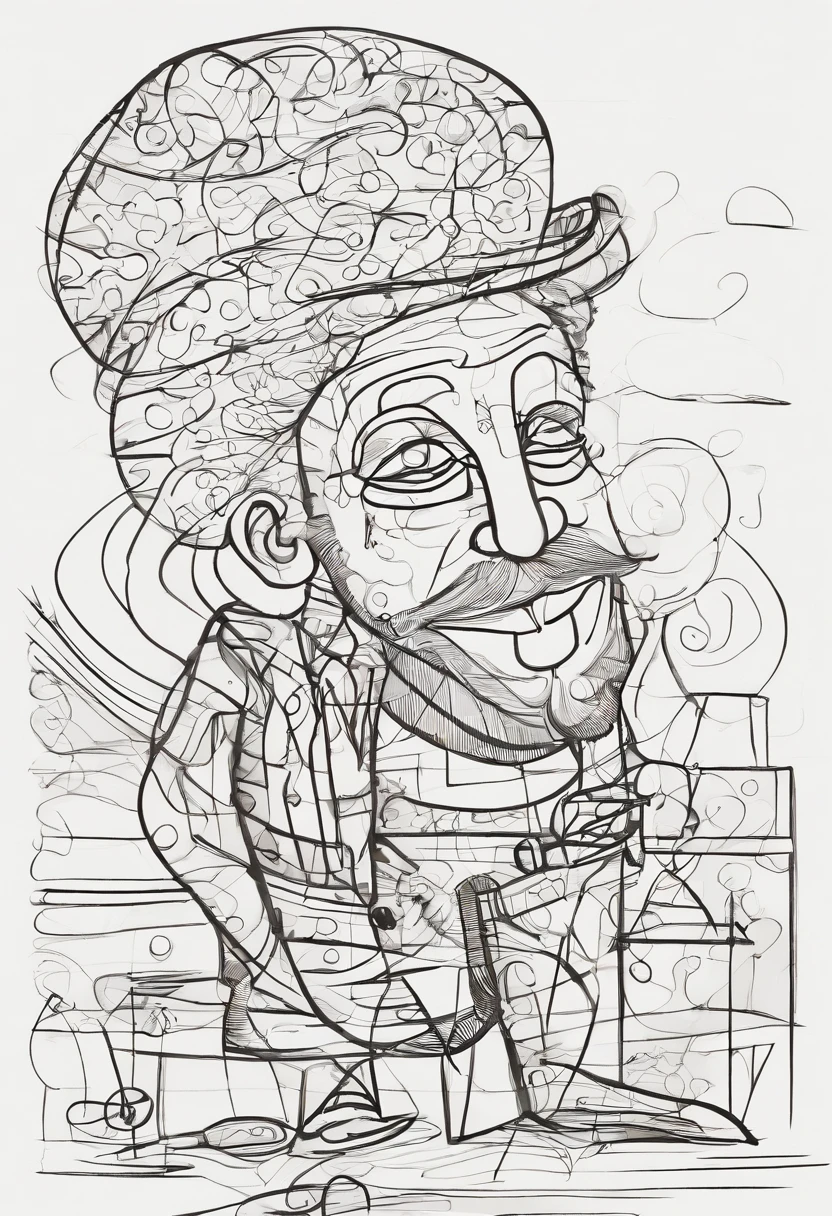 Rough coal sketch on old paper, Neat line art,+Lines of expression,Paint in an expressive sketch style, hatching, black and white sketch, hand drawn, sketchpad, Linear style::Sketch Notes Style Sketch, Linear style::Sketch annotation style, image of a man, Funny caricature image of male Micke Jagger in Rolling Stones
