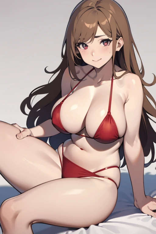 (tmasterpiece:1.6,Best quality at best),(Sagged Eyes),high high quality,beauitful face,(1 busty girl),Wide hips, Busty and mature woman,Long blonde hair,red eyes,, blue bikini, Frontal photography above the knee,fake smile, tmasterpiece, The background is blank, Frontal main light source,mature, (lies on the ground) , acting,perfect anatomia,(独奏)