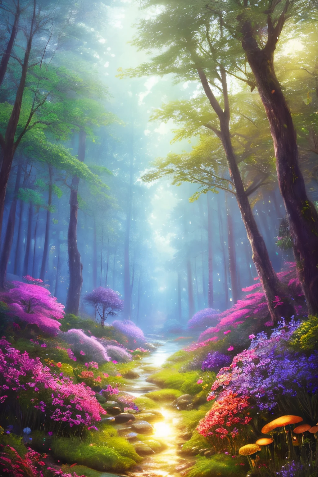 masterpiece, best quality, high quality,extremely detailed CG unity 8k wallpaper, An enchanting and dreamy scene of a fantasy forest, with towering trees, glowing mushrooms, and hidden fairy glens, creating a sense of mystique and enchantment, artstation, digital illustration, intricate, trending, pastel colors, oil paiting, award winning photography, Bokeh, Depth of Field, HDR, bloom, Chromatic Aberration ,Photorealistic,extremely detailed, trending on artstation, trending on CGsociety, Intricate, High Detail, dramatic, art by midjourney