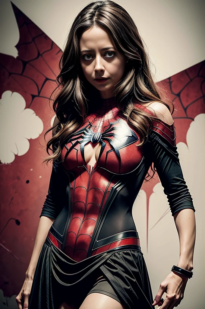 picture of a girl in a tom holland spiderman costume, girl wearing spiderman costume, expressive face, (Tom Holland face), (evil lair background), surprised tom holland facial expression, natural breasts, busty, (tom holland face), [detailed texture], [dramatic cinematic lighting]