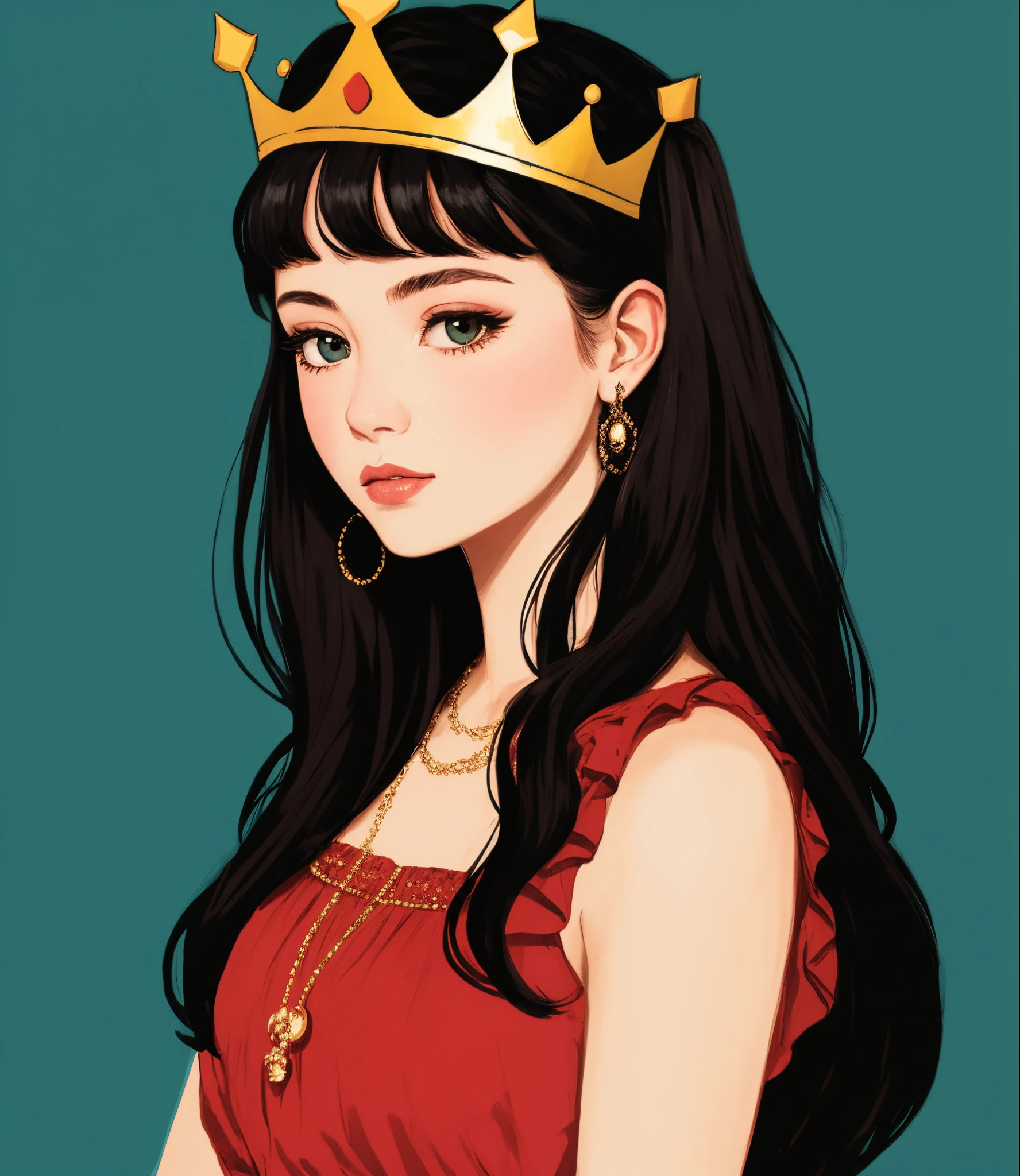 Illustration of a girl wearing a blue crown