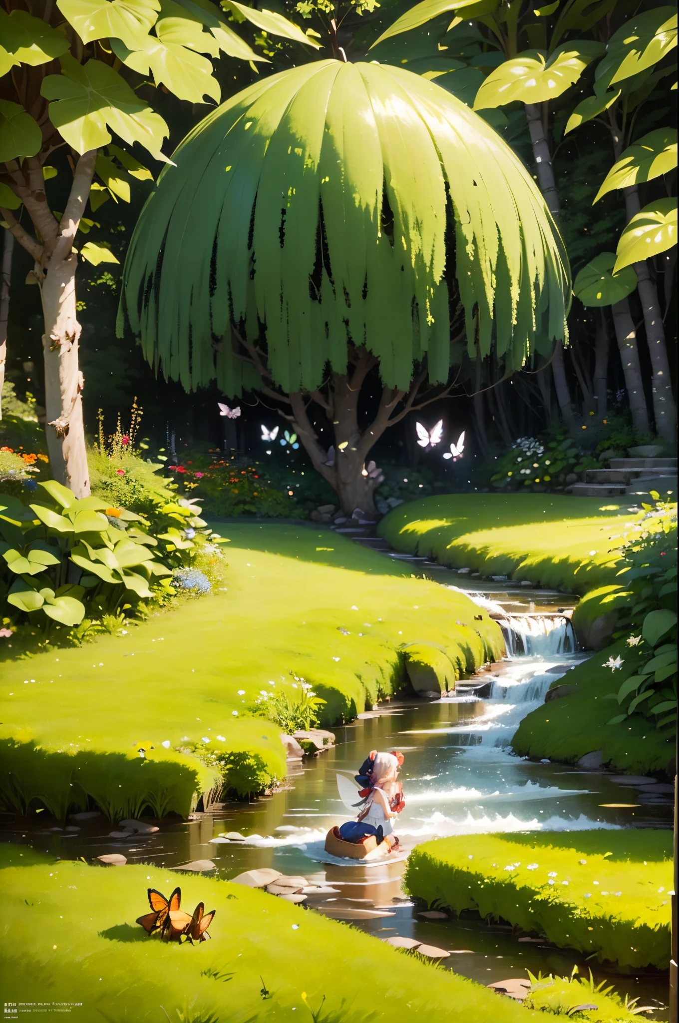 in this wonderful work of art, Whimsical and endearing scenes come to life. at centre, fascinating macro photography、Capturing heartwarming scenes of small animals。, Adorable fairy playing with butterflies . lively grass, decorated with dew drops, Create a beautiful background to create an autumn atmosphere。. rich man, Warm light illuminates the scene, Emits a magical aura around small creatures and their surroundings... with meticulous attention to detail, This high quality photo is a mesmerizing visual treat, Invites viewers into a fun atmosphere. surrealist art
