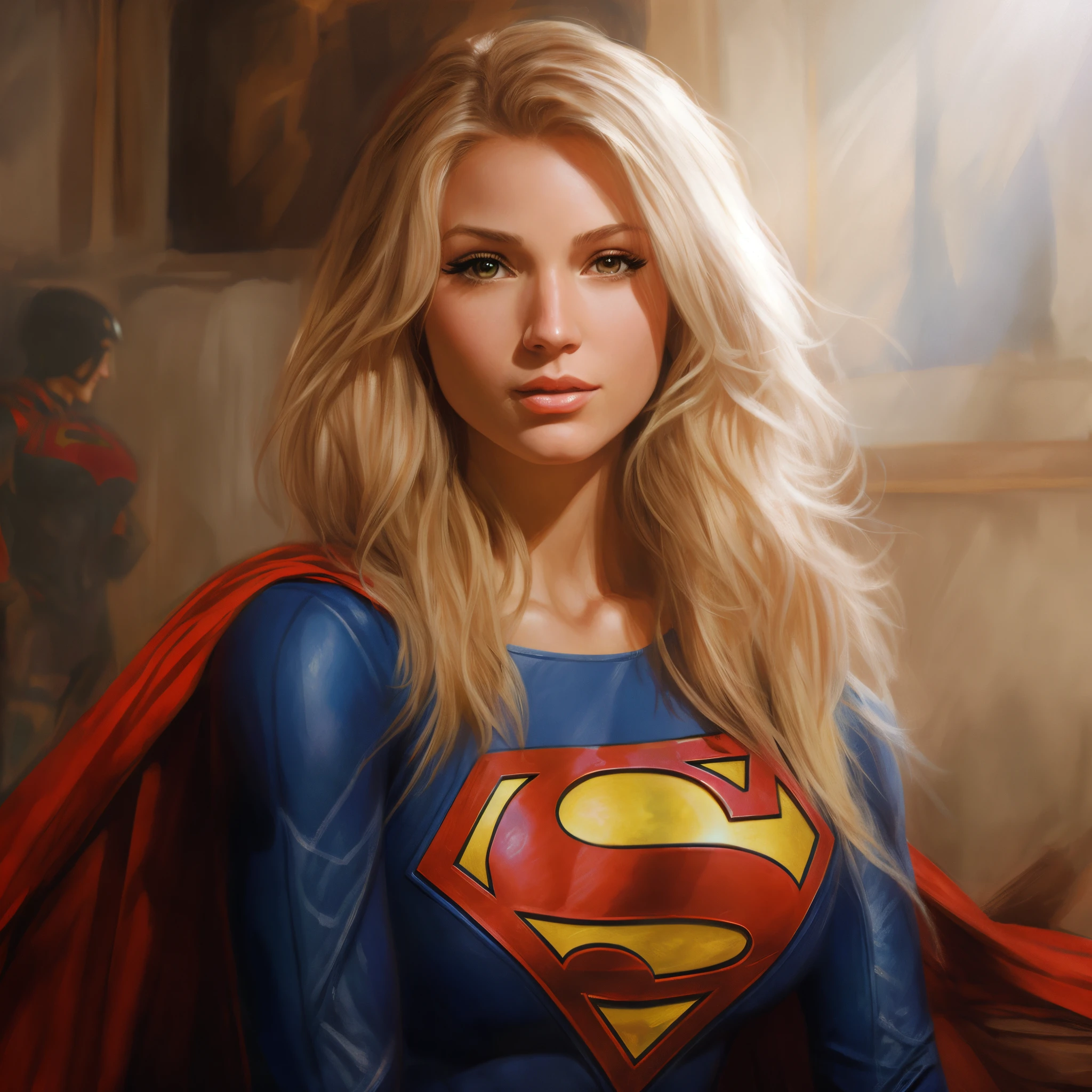 arafed woman dressed as a superman poses for a picture, supergirl, by stanley artgerm, inspired by stanley artgerm, superhero portrait, artgerm jsc, artgerm portrait, style of stanley artgerm, drawn in the style of artgerm, steven artgerm lau, artgerm and warren louw