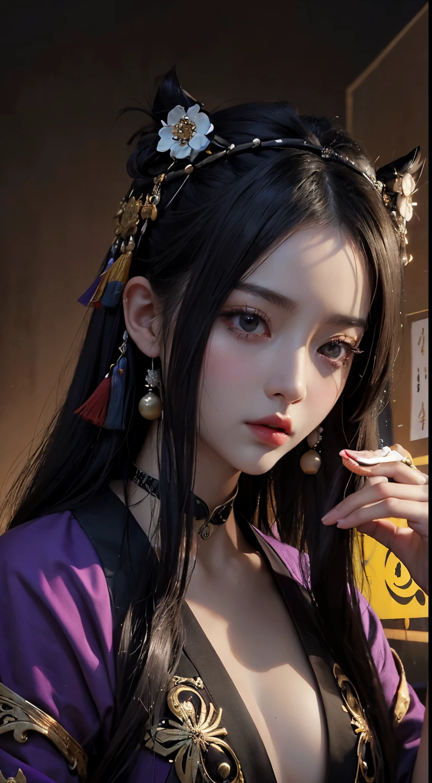 true-to-life visuals, artistically refined,Belleza cautivadora, Impressive aesthetics, dramatic contrasts, atmospheric depth,Arte Oficial,high saturation,intense coloring,
1girl,solamente,
Onmyoji, Invocador Shikigami, Inscrito de OFUDA, exorcista, Maestro Yin-Yang, fortune telling