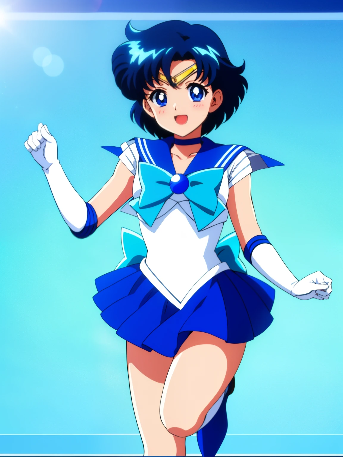 Sailor Senshi Uniform、sparkle、Sailor Mercury、Anime Boy、 boys、Ami Mizuno、gender change、gender change(Girls to boys)、circlet、Blue sailor collar、solo、Sky blue bow tie、Blue-eyed boy、Very short blue-haired boy、a blue skirt、Blue choker、Blue knee boots、skirt、bow、back_bow、rating:safe、boots、Magical Boy、Bare shoulders、bare legs、knee_boots、sparkle_background、white glove、jewelry、smile、elbowgloves、耳环、blue_bow、sky blue_bow、open_mouth、heart、White leotard、highleg leotard、robe blanche、full_body、Masculinization、blue_background、Strong muscles、white_background、Muscular and strong、looking_at_viewer、indoors、Muscular men、room、a miniskirt、pleatedskirt、(1990's\(styles\):0.9)、Ecchi anime style、魅惑的なAnime Boy、Classic Boy、高品質のアニメアートstyles、アニメ萌えアートstyles、​masterpiece、high definition anime art、アニメstyles4K、