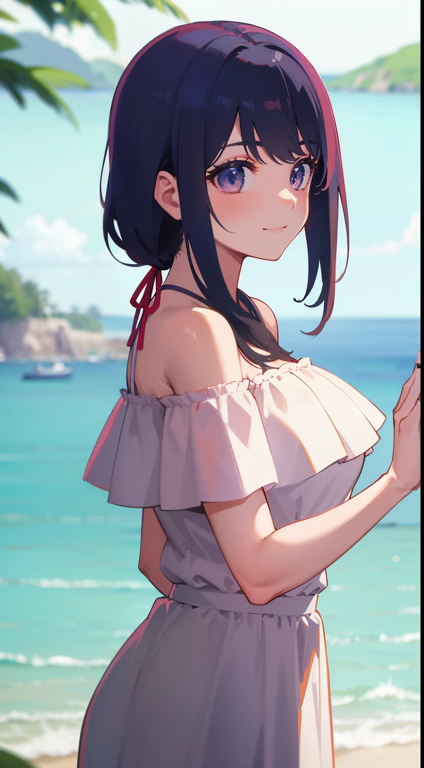 NSFW, The girl is wearing a short sleeveless summer dress, 