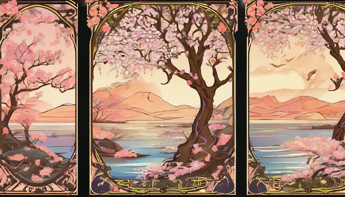 Equinox season，Willow trees on the shore，peach blossom，kite，3D，Ultra-high sharpness，超高分辨率，Many elements