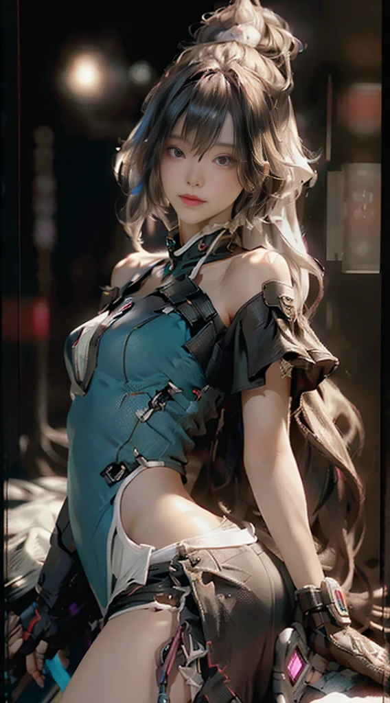 ((best qualtiy)), ((tmasterpiece)), (the detail:1.4), 3D, A beautiful cyberpunk female image,huge tit,1girl,solo,full bodyesbian,toppless,naked leg,hologram,Dynamic posture,Cinema lighting,strong contrast,high level of detail,Best quality,masterpiece,white backgrounid,HDR(HighDynamicRange),Ray traching,NVIDIA RTX,Super-Resolution,Unreal 5,Subsurface scattering、PBR Texture、post-proces、Anisotropy Filtering、depth of fields、maximum definition and sharpness、Many-Layer Textures、Albedo e mapas Speculares、Surface Coloring、Accurate simulation of light-material interactions、perfectly proportions、Octane Render、Two-colored light、largeaperture、Low ISO、White balance、the rule of thirds、8K RAW、