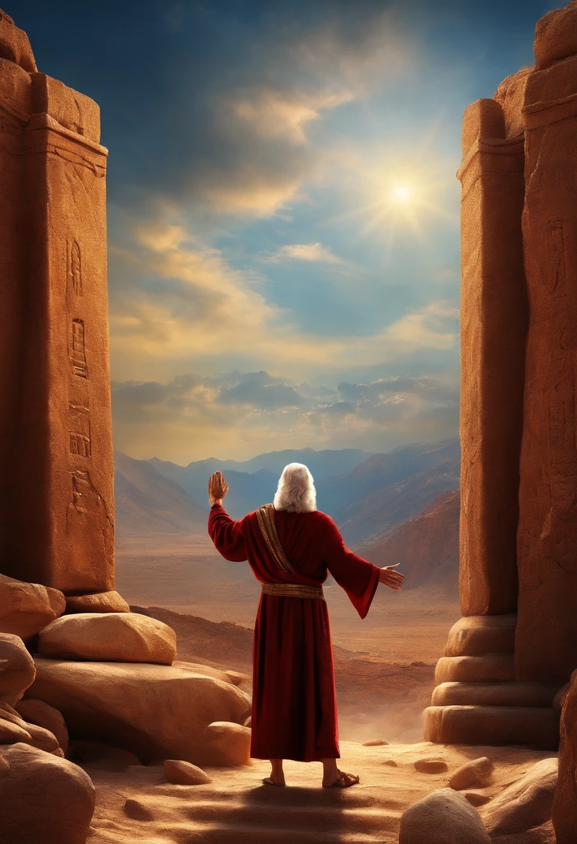 The Ten Commandments of Moses、moses tablet、the top of mount sinai、moses praises god、moses thanks god