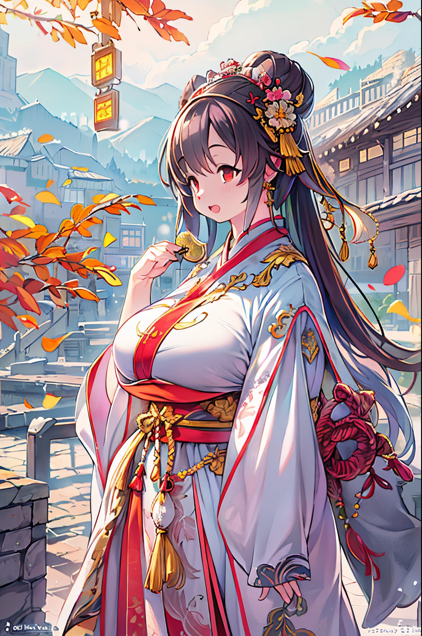 girl with, ancient Chinese costume, Whole body, Sunshine, Clear face, Clean white background, masutepiece, Super Detail, epic composition, Ultra HD, High quality, Extremely detailed, Official art, uniform 8k wallpaper, Super Detail, 32K,huge-breasted