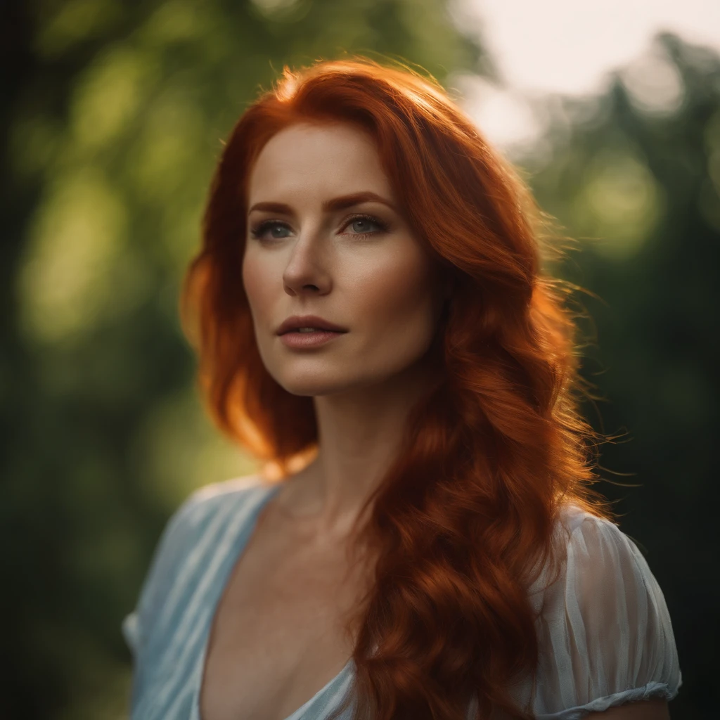 Hot red hair lady on sunny day