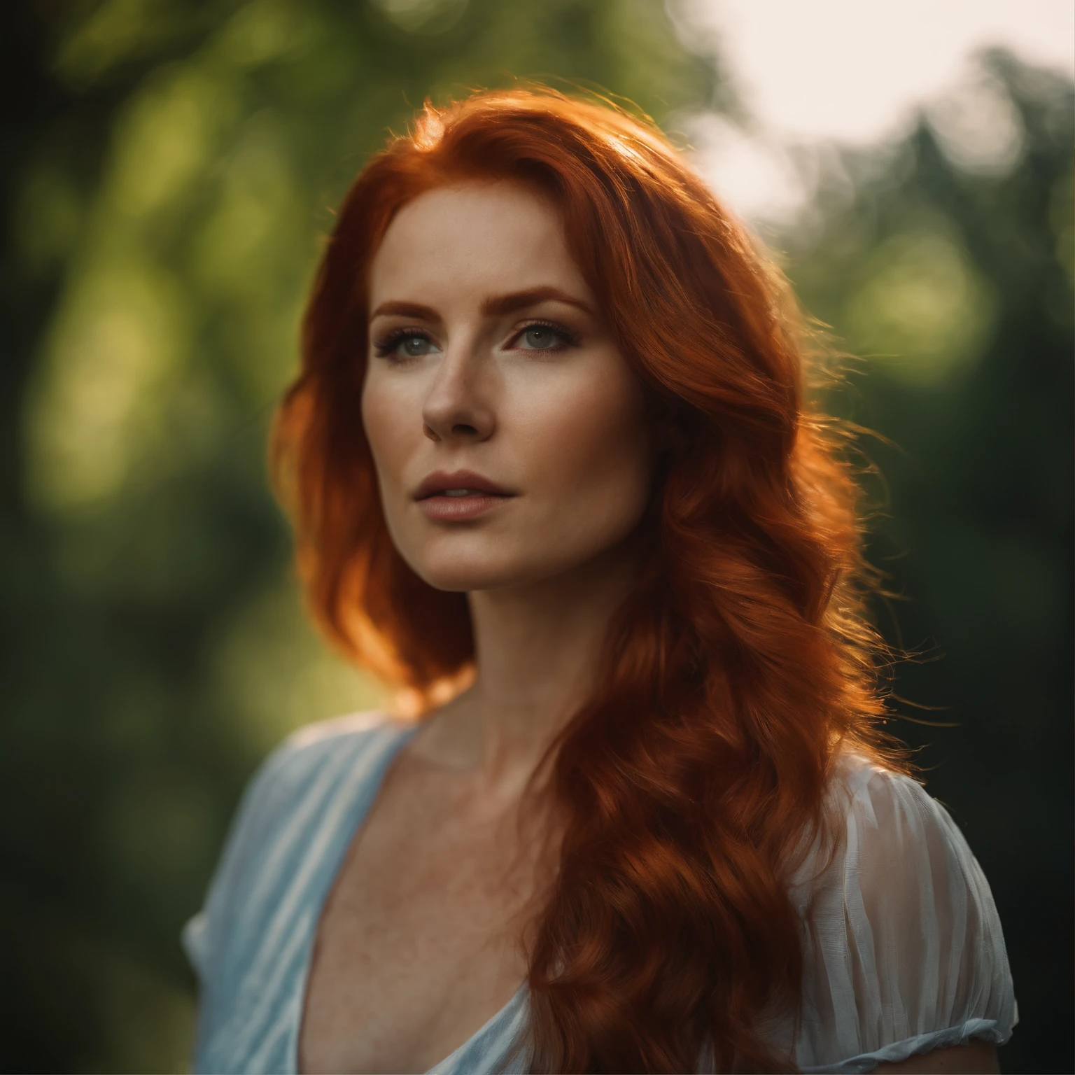 Hot red hair lady on sunny day