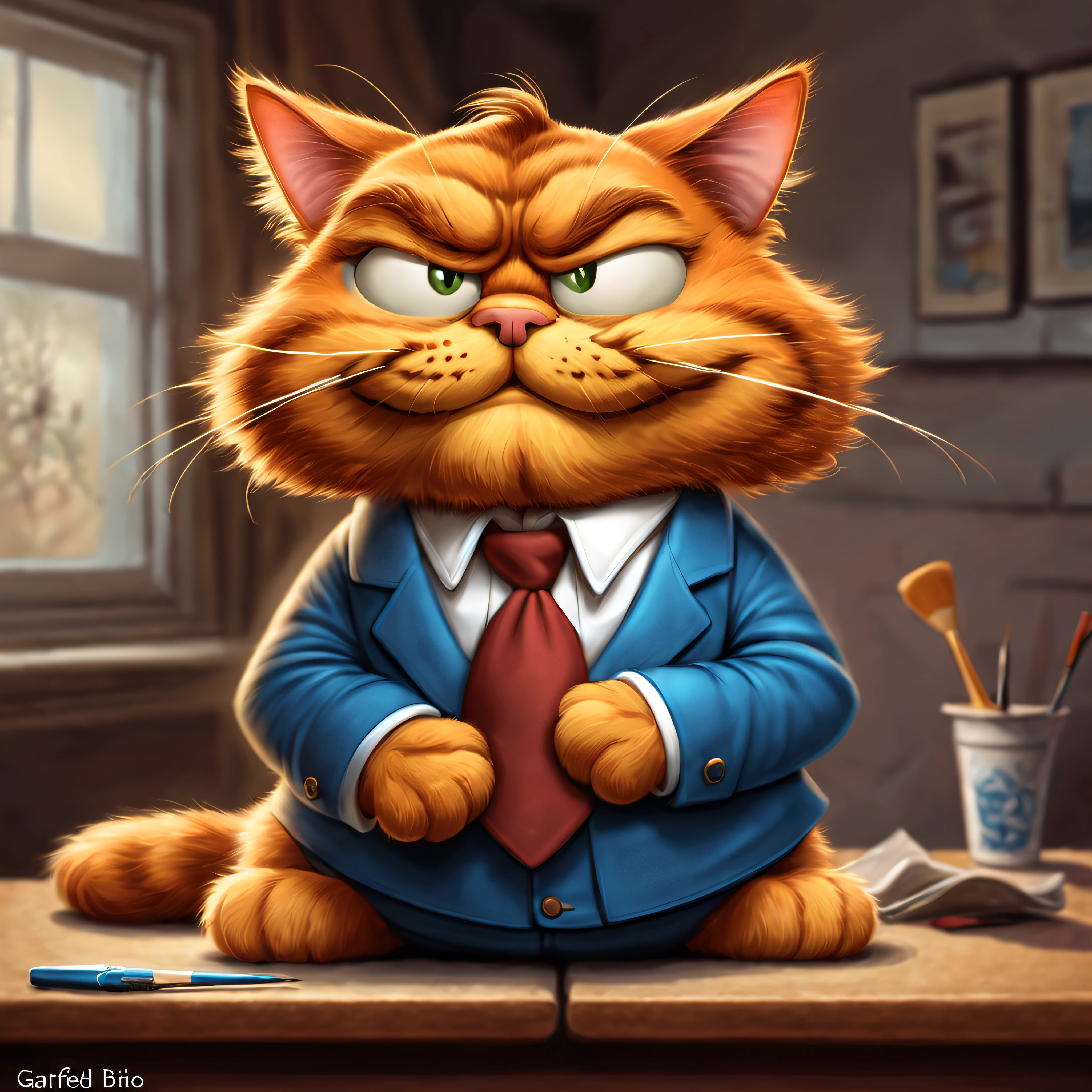 portrait of garfield, garfield the comic strip cat, caricature, comic strip as garfield the cat, amazing likeness, #1 digital painting of all time, # 1 digital painting of all time, comic strip cat, inspired by Candido Bido, digital art, digital art, cartoon digital painting, caricature!!!, a cat