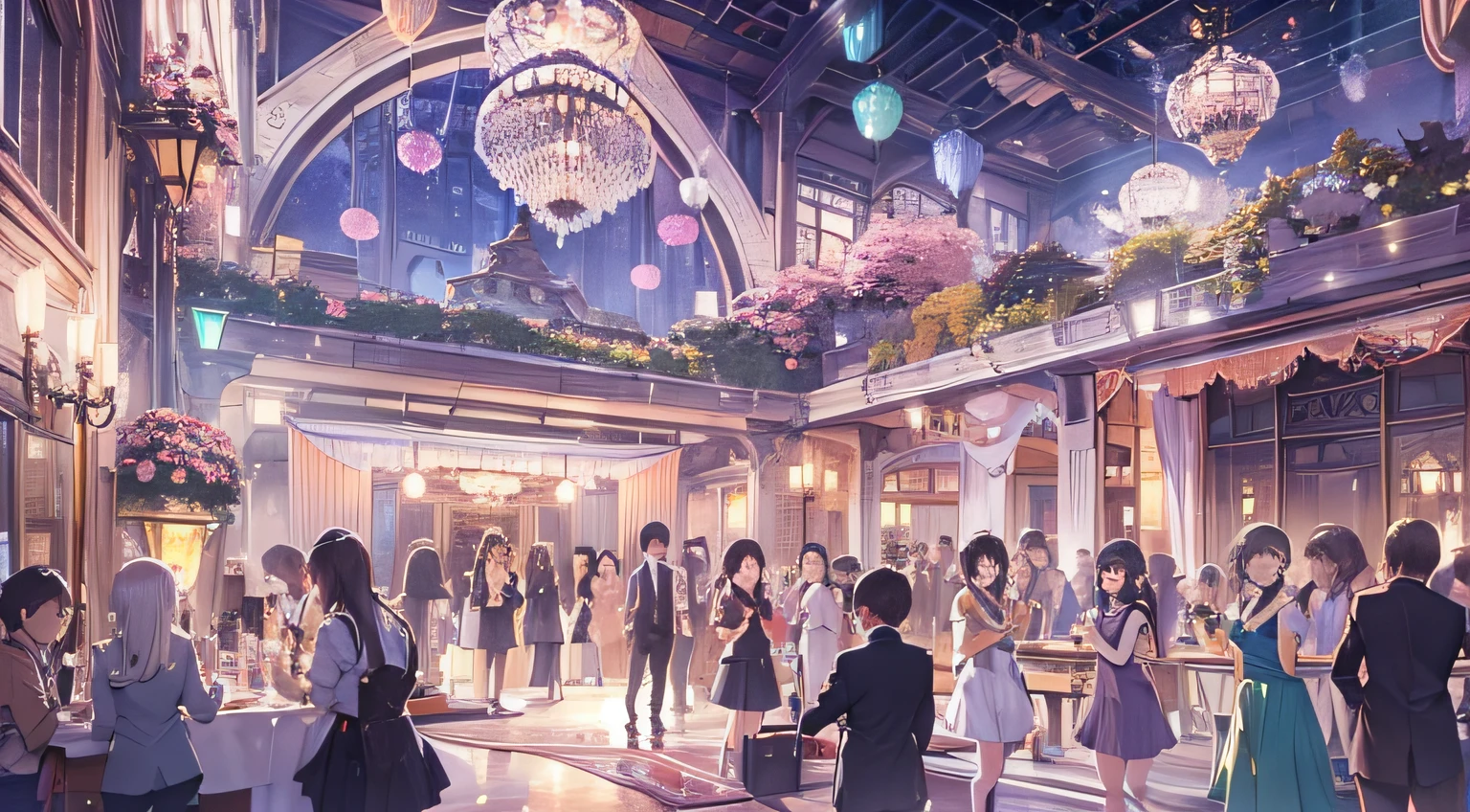 A high-class party venue with people、Background with