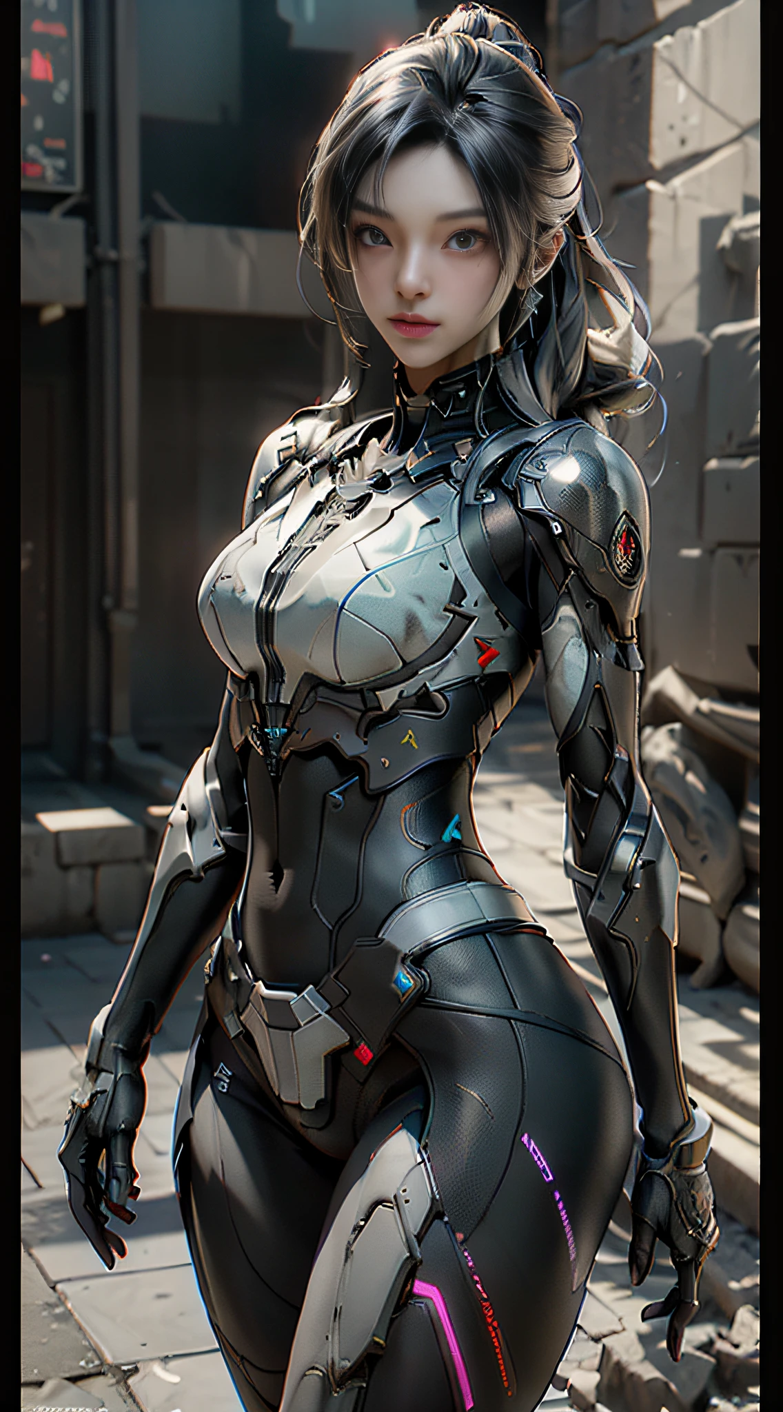 delicate face, 20-year-old kpop idol cyborg girl, dark(carbon fiber high leg cut leotard), Chest opening, {{angled bob}}, (big breasts:1.25), (mechanical joint), bangs, attractive curves, mid pelvis, seaside, standing posture, beach, glowing skin, ((puffyareolas)), (standing), dynamic pose, spread legs, (camel toe, cameltoe, vulvashaped:1.275), cyberpunk, sci-fi, (upper body:1.275), (8k, RAW photo, best quality, masterpiece: 1.47), (nsfw:1.275)