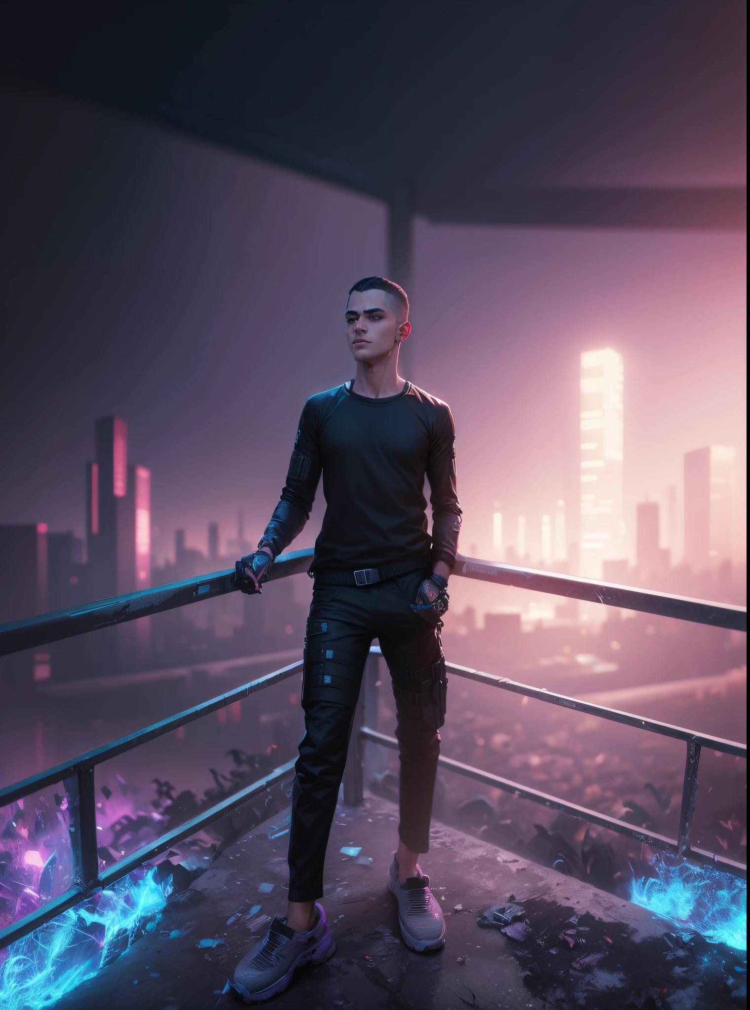 Change background cyberpunk handsome boy, my real face,4k, ultra realistic,