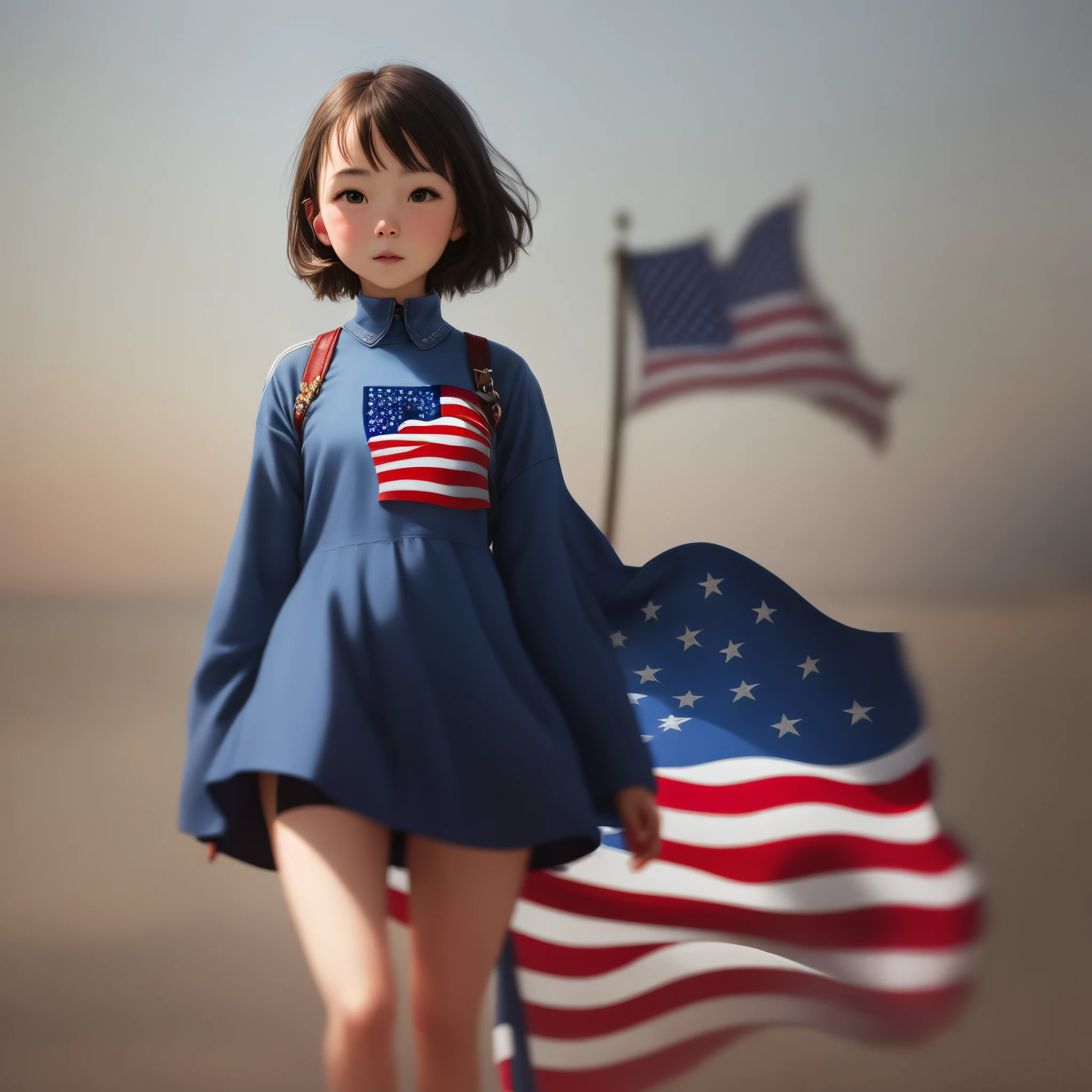 girl with a united states flag