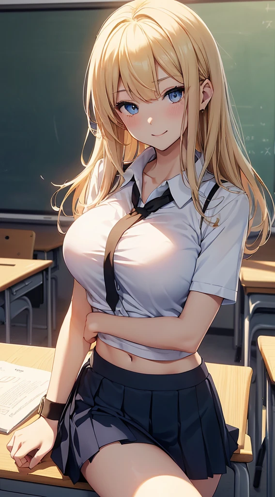 NSFW、 ((High resolution)), ((highest quality)), (Browsing Caution:1.4)、Slender、Big Breasts、((Sweatでテカテカした肌)), (school uniform:1.2、loose socks)、White shirt、Black Skirt、Blonde Hair, (Half Twin Tail)、(((Love juice)))、classroom、model、Big eyes、Long eyelashes、beautiful girl、Black gal、((Dark Skin))、(((Sweat)))、(((Body odor)))、(((odor)))、(Pubic hair)、Spread your legs