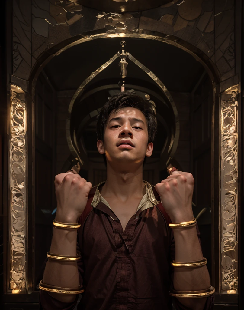 A young boy with superpowers....glowing rings in hand like shang chi