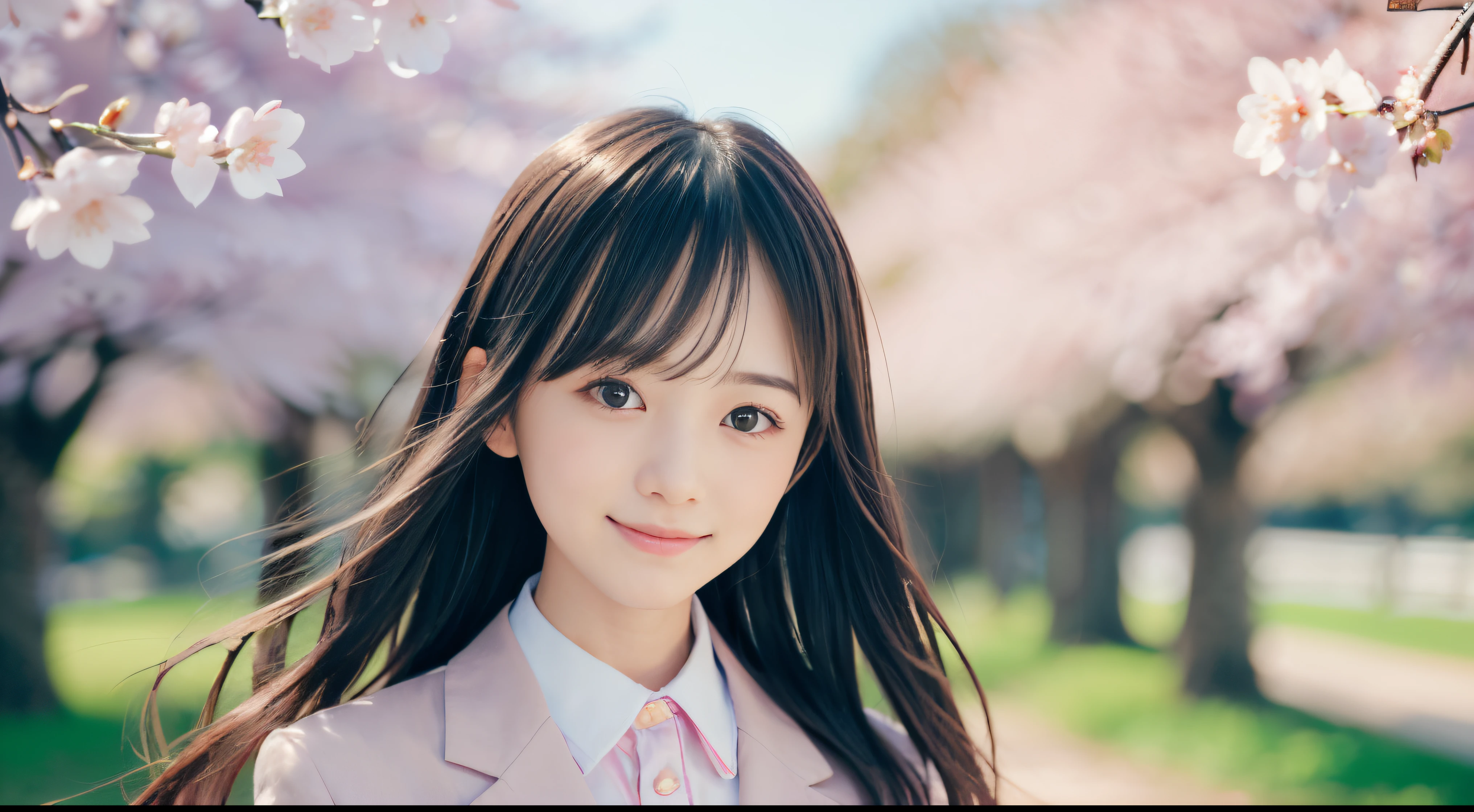 (Close up portrait of slender small breasts two side up  hair girl in pastel colored jacket and shirts:1.5)、(A girl open her arms wide with small smile and her hair fluttering :1.5)、(Rows of cherry blossom trees in full bloom and cherry blossom petals dancing in the wind:1.5)、(Blurry background,:1.5)、(Perfect ???????:1.3)、(No mask:1.3)、(complete fingers:1.3)、Photorealistic、Photography、masutepiece、top-quality、High resolution, delicate and pretty、face perfect、Beautiful detailed eyes、Fair skin、Real Human Skin、pores、((thin legs))、(Dark hair)