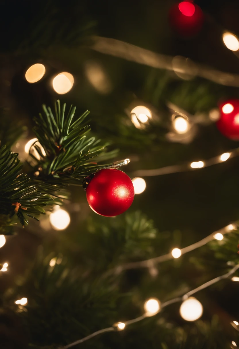 An artistic image of fairy lights intertwined with greenery, such as pine branches and holly leaves, evoking a natural and enchanting holiday atmosphere.