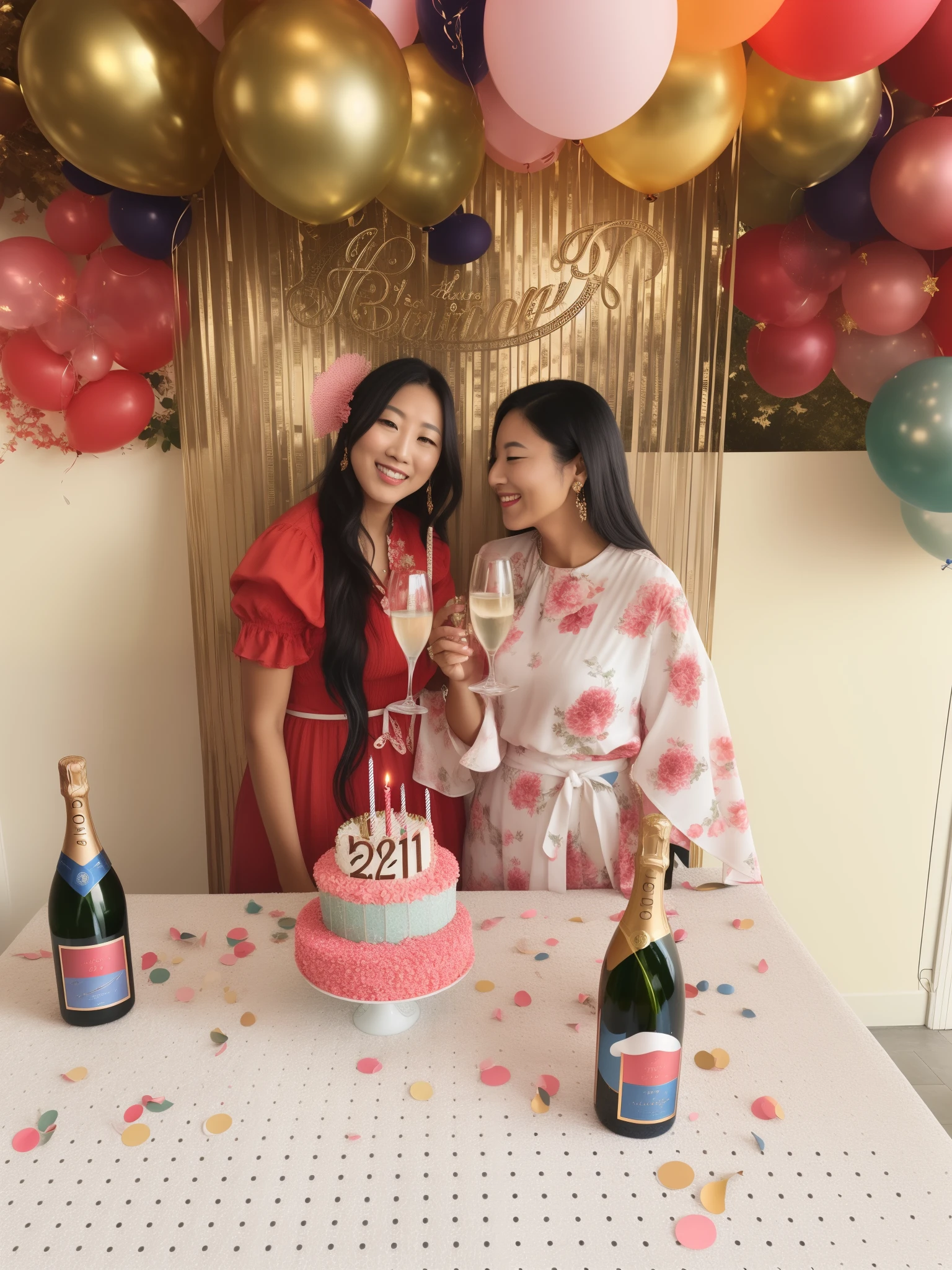 il ya two women debut in the côté d&#39;A table with a gate and champagne, Celebrating a birthday, exclusif, Bon anniversaire, Célébration communautaire, feast, Elle a 2 3, birthday party, anniversaire, at a birthday party, A still of a happy man, digital image, 7 0 ans, 70 ans, 1614572159